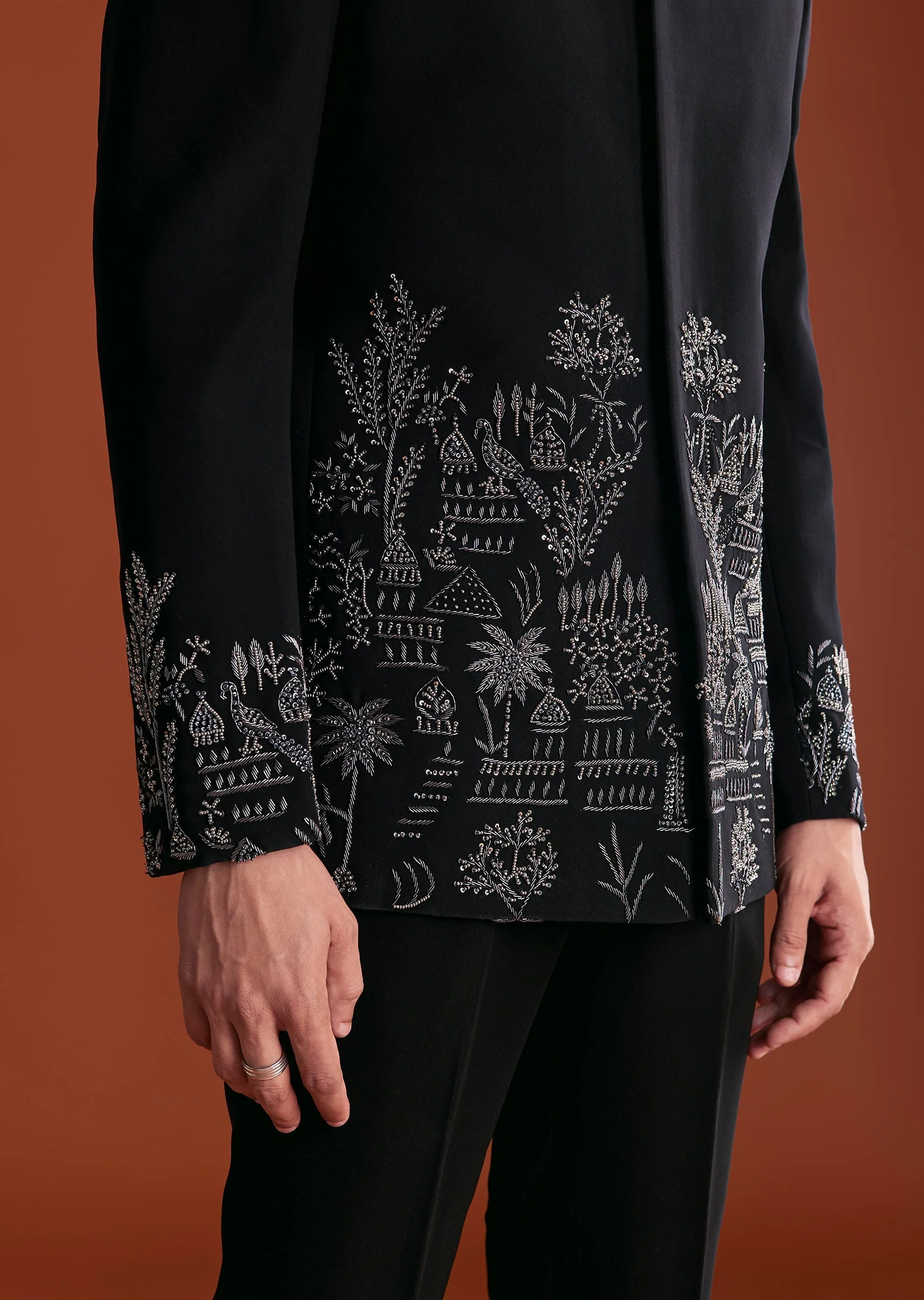 Black Jodhpuri Suit In Lachkaa With Hand Embroidery - Image 4