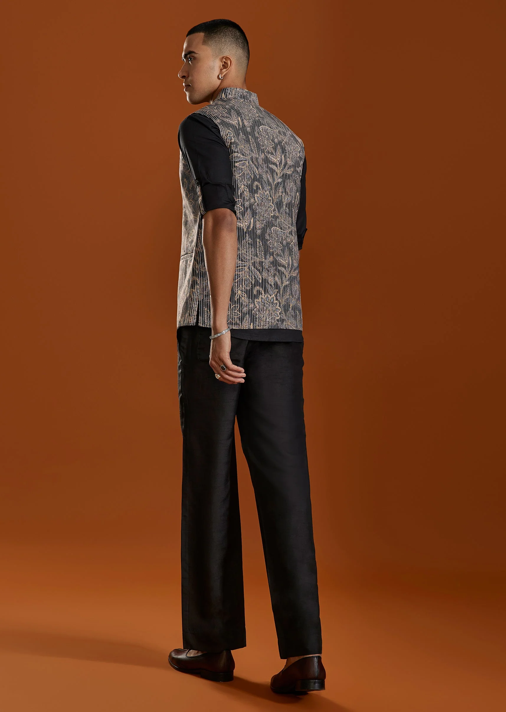 Black Kurta Jacket Set - Image 5