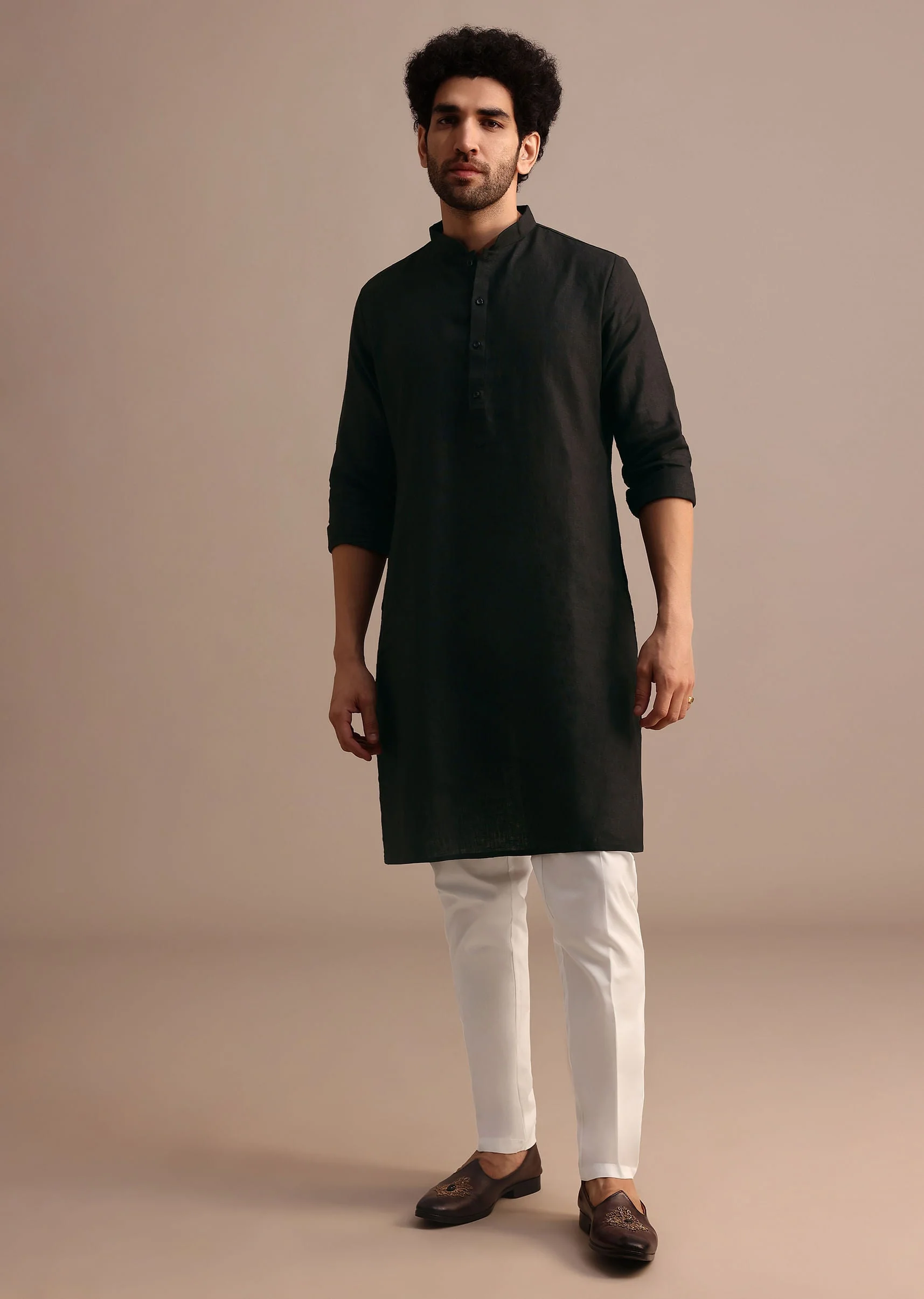 Black Kurta Jacket Set With Resham Work - Image 7