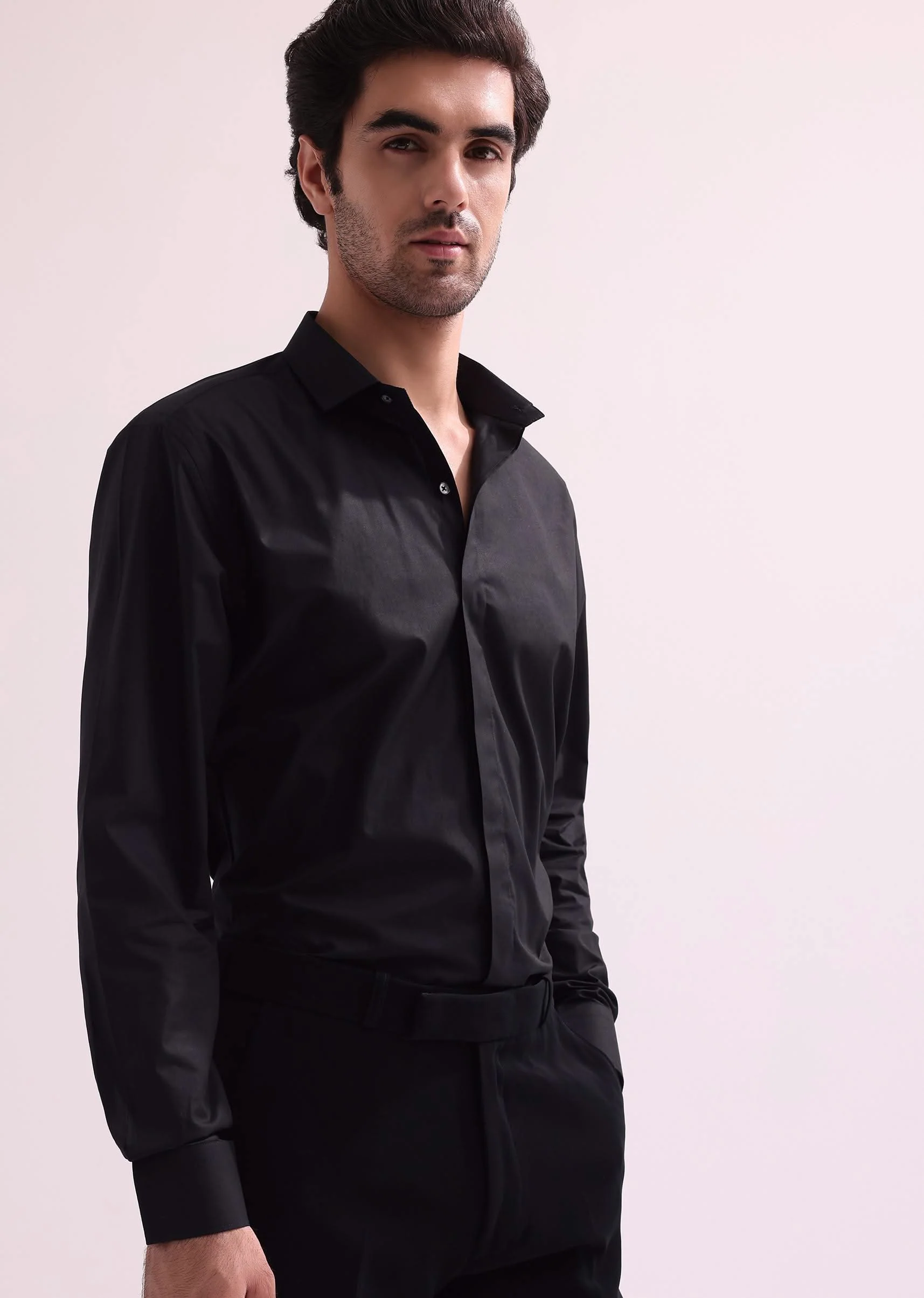 Black Lapel Tuxedo In Suiting With Shirt And Pants - Image 6