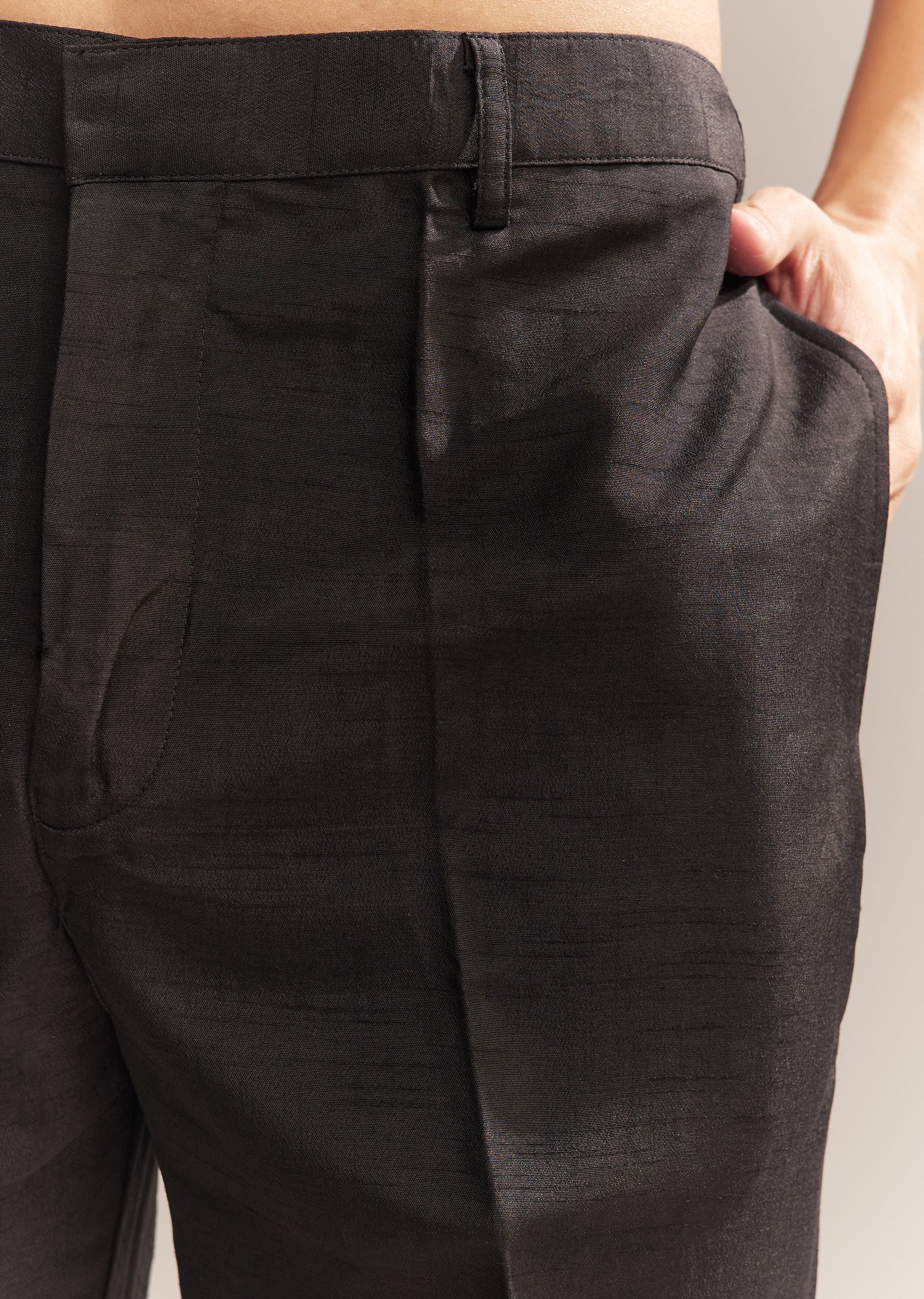 Black Luxe Duo – Palazzo Suit For Her And Jacket Kurta Set For Him - Image 14