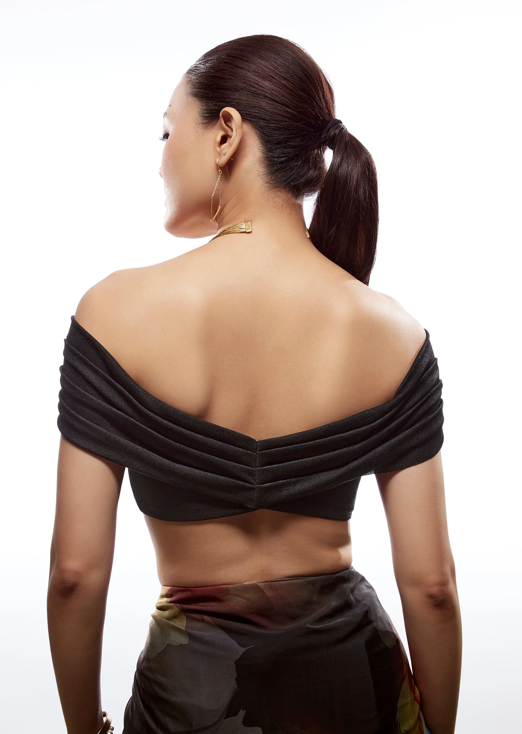 Black Lycra Off Shoulder Blouse - Image 3