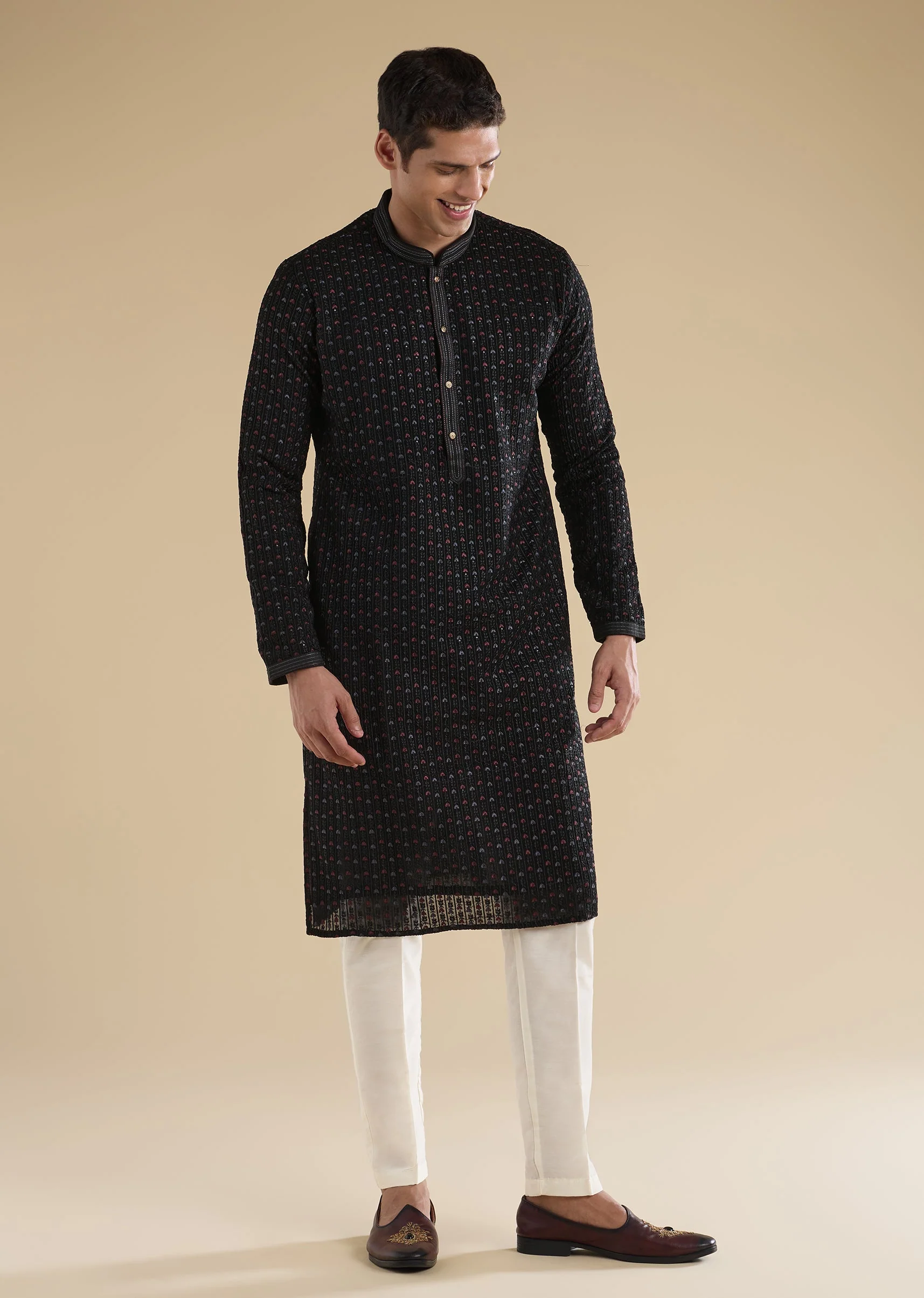 Black Minimal Kurta Set - Image 2