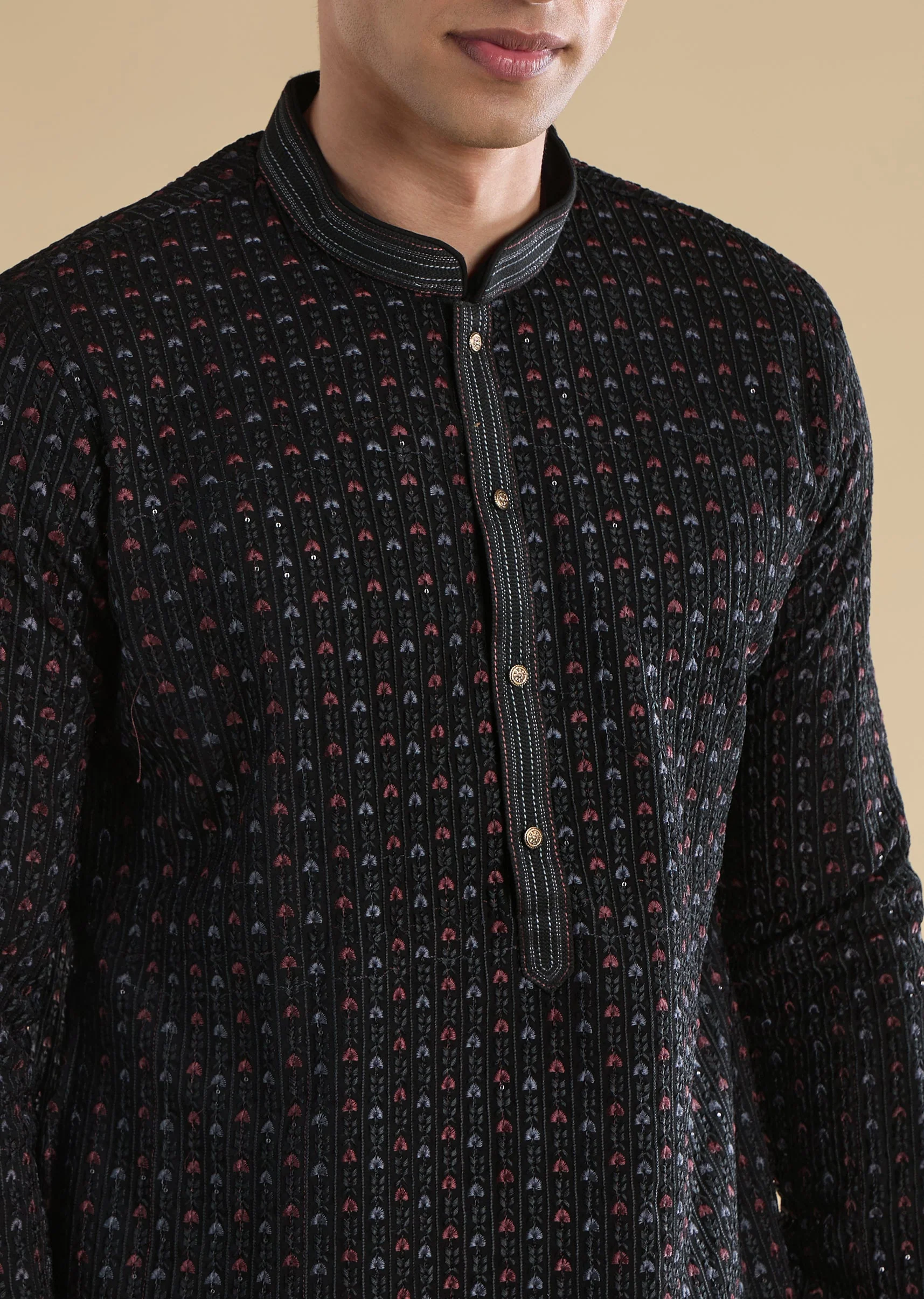 Black Minimal Kurta Set - Image 3