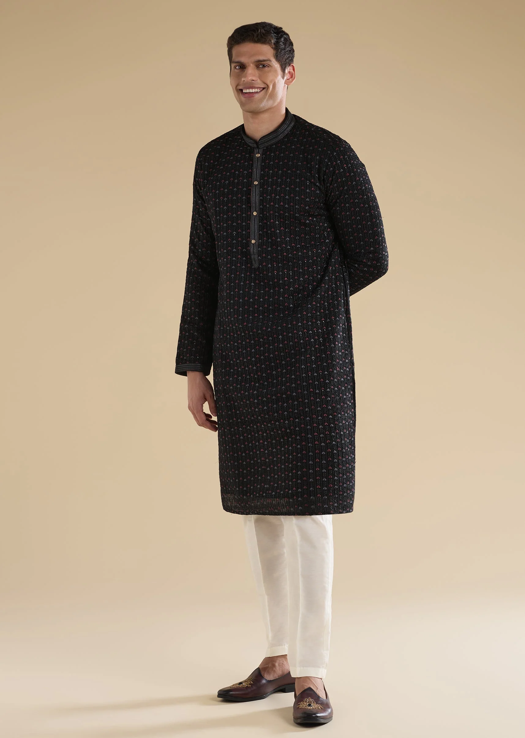 Black Minimal Kurta Set - Image 4