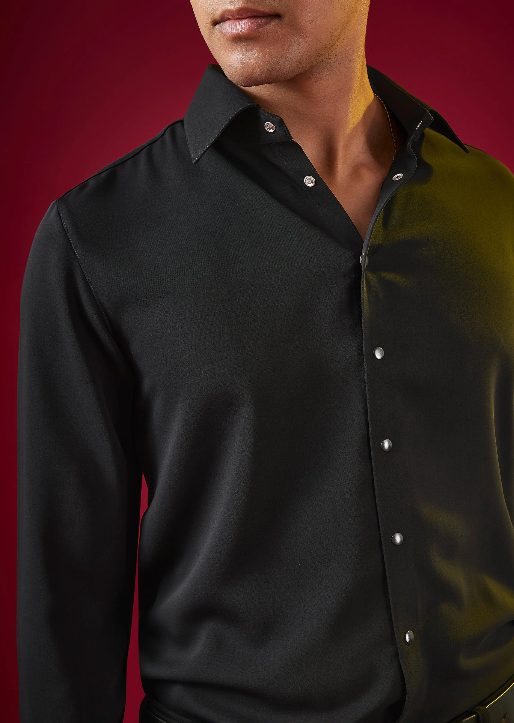 Black Minimal Occasion Shirt for Men - Image 2