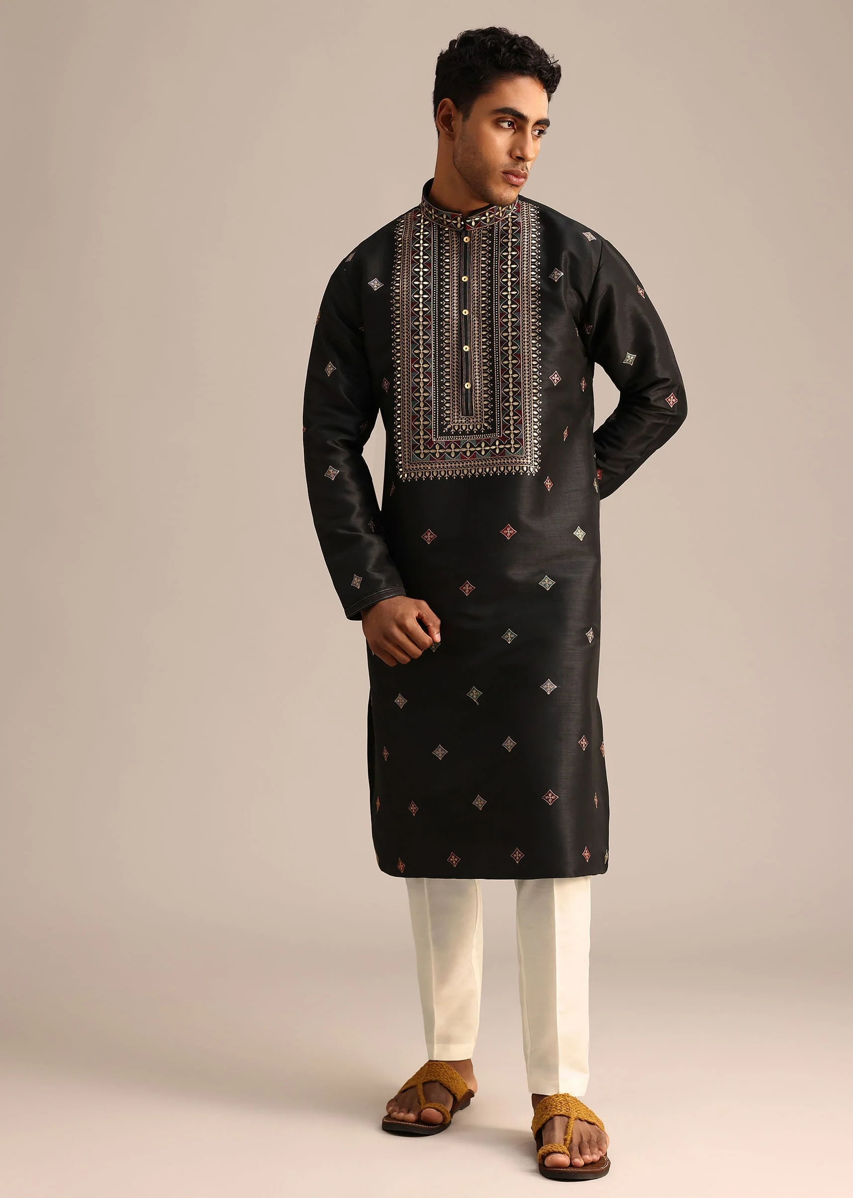 Black Mirror Work Kurta Set - Image 3