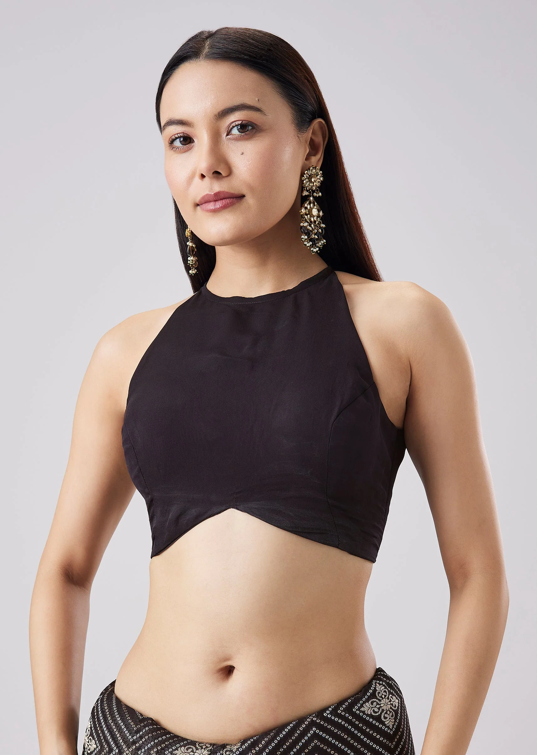 Black Mughal Woven Motif Saree With Unstitched Blouse - Image 7