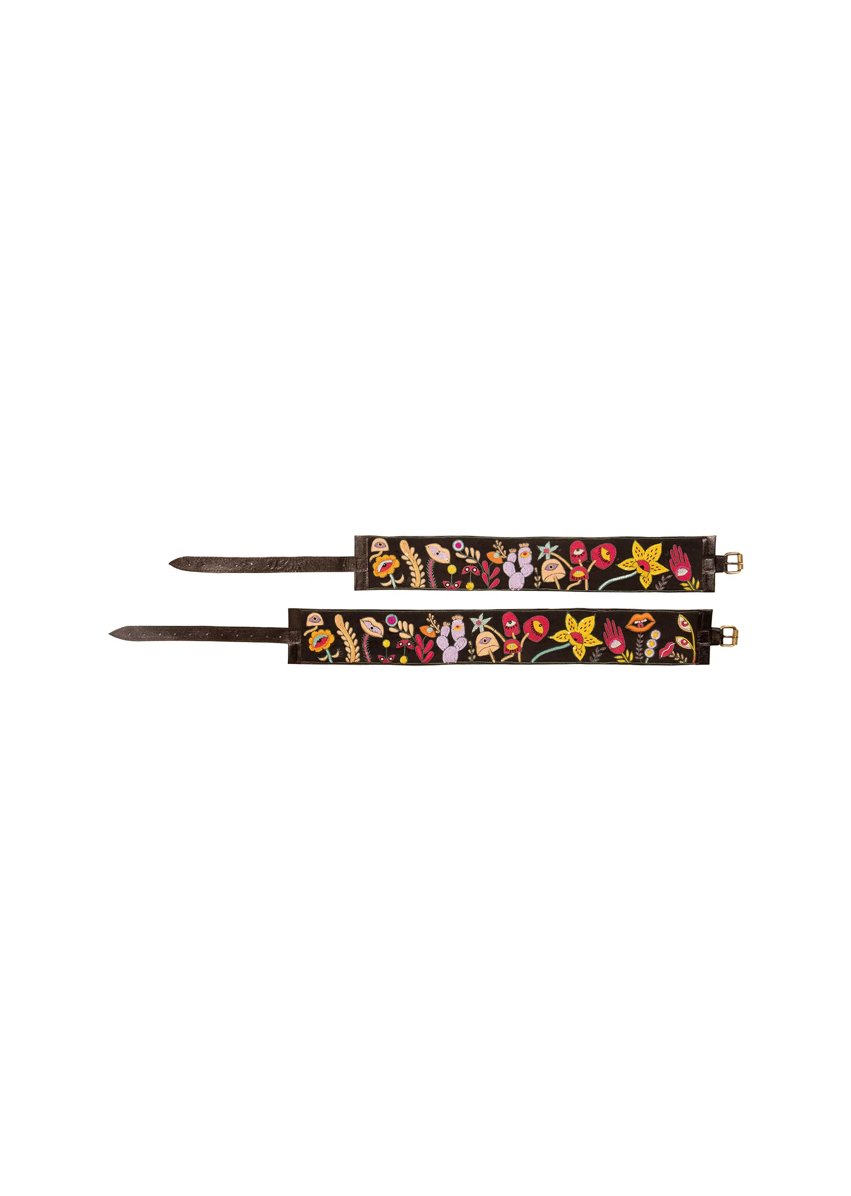 Black Multi Color Embroidered Waist Belt - Image 4