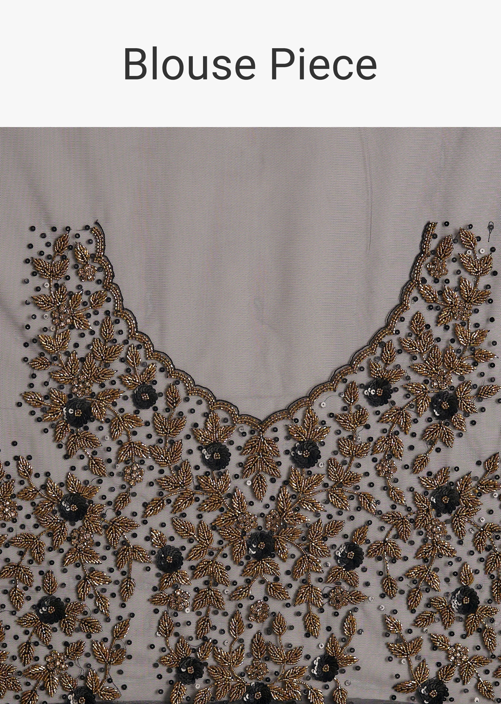 Black Net Saree With Embroidered Border - Image 10