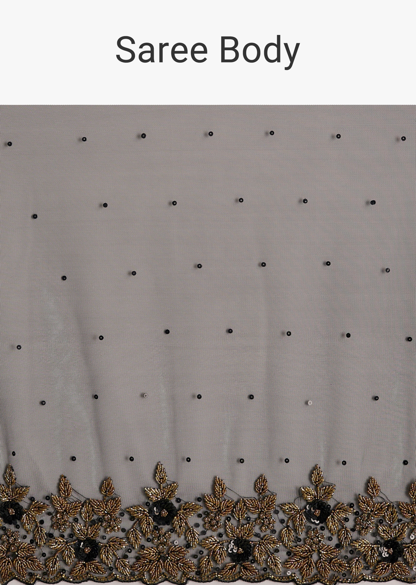 Black Net Saree With Embroidered Border - Image 9