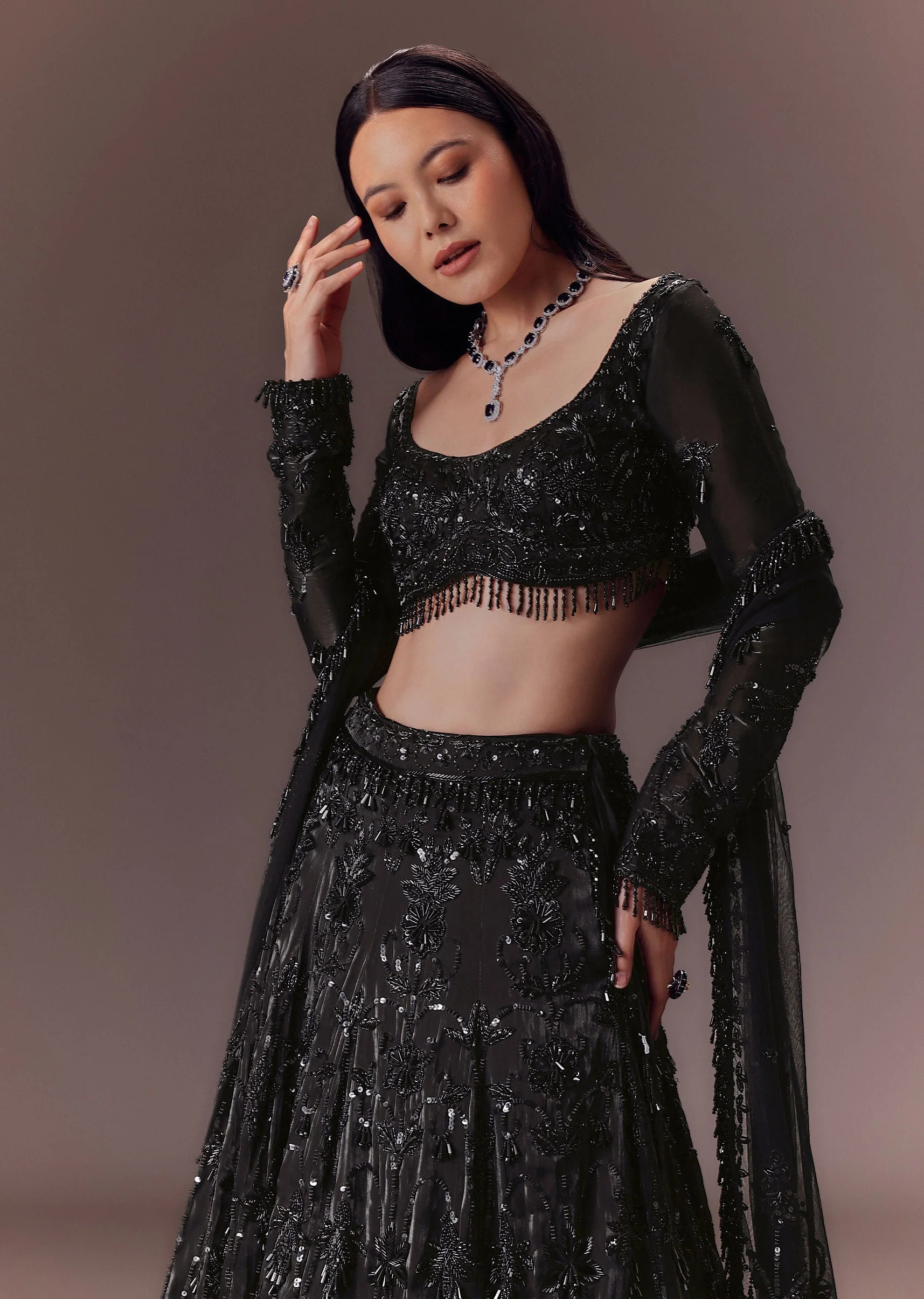 Black Organza Lehenga Set - Image 2