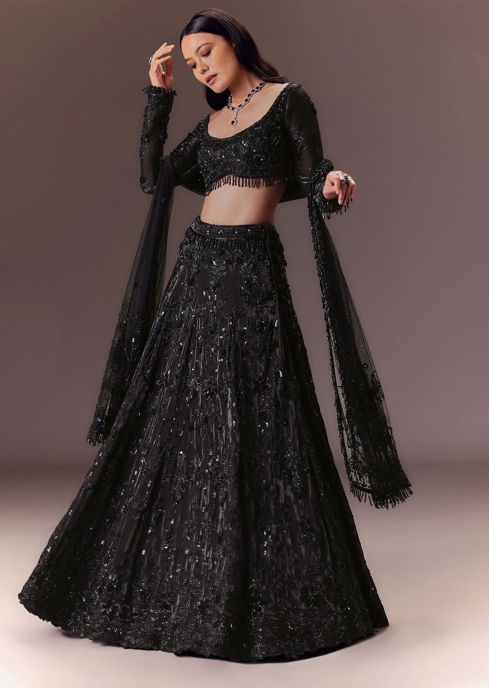Black Organza Lehenga Set - Image 3