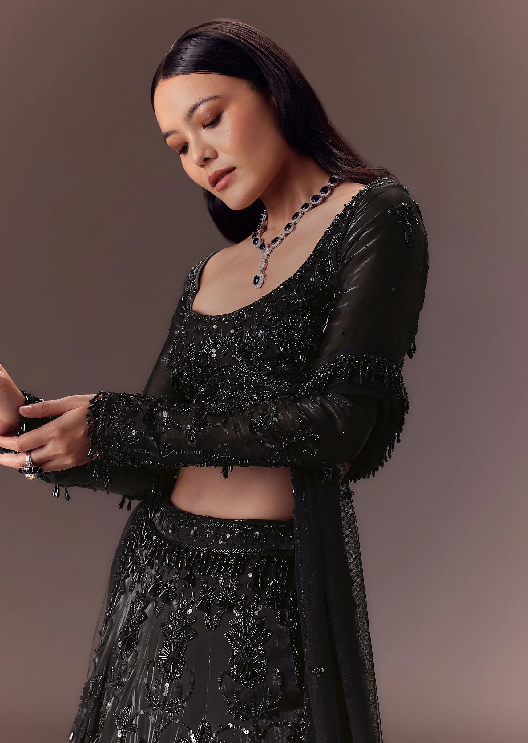 Black Organza Lehenga Set - Image 4