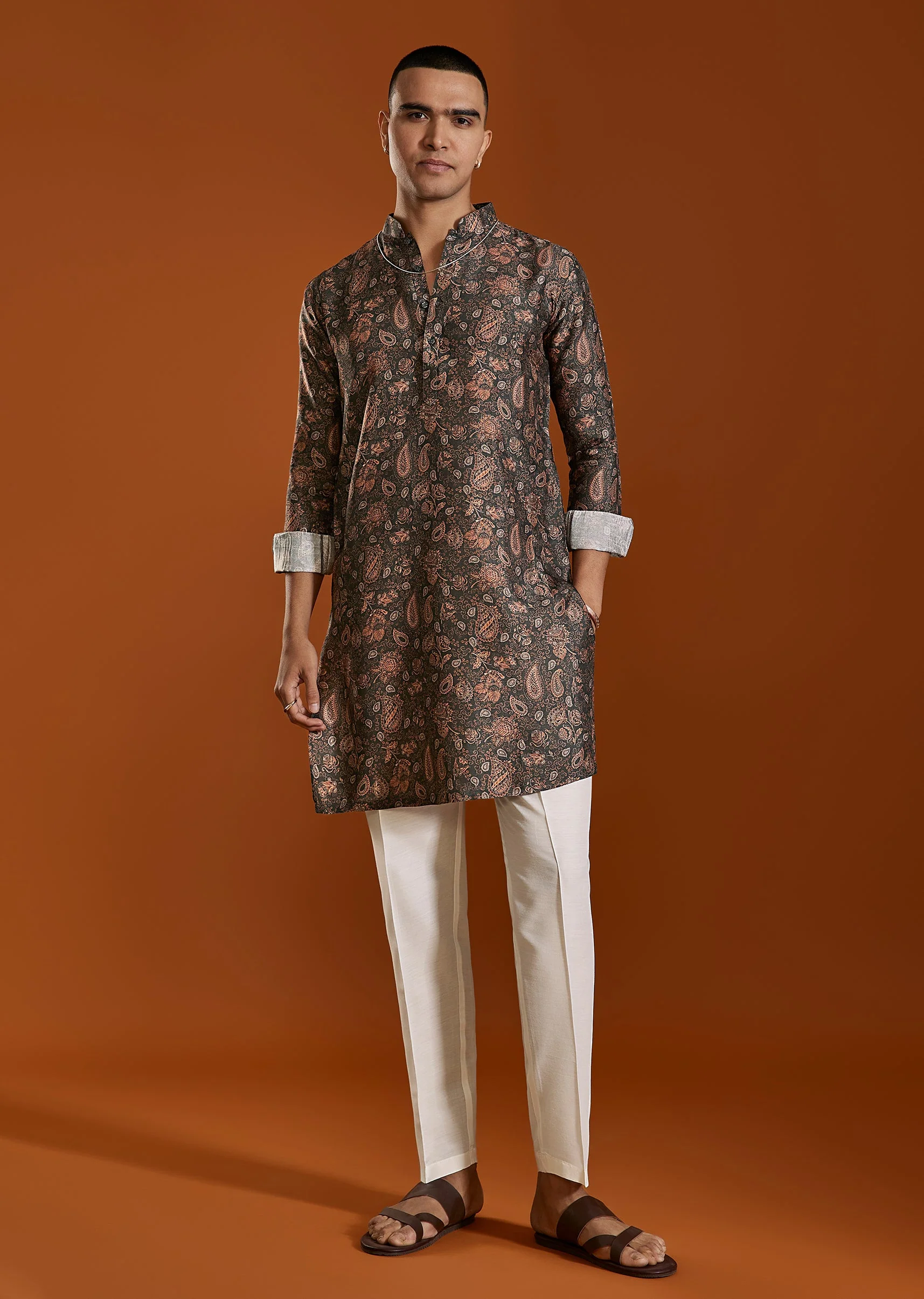 Black Printed Viscose Kurta