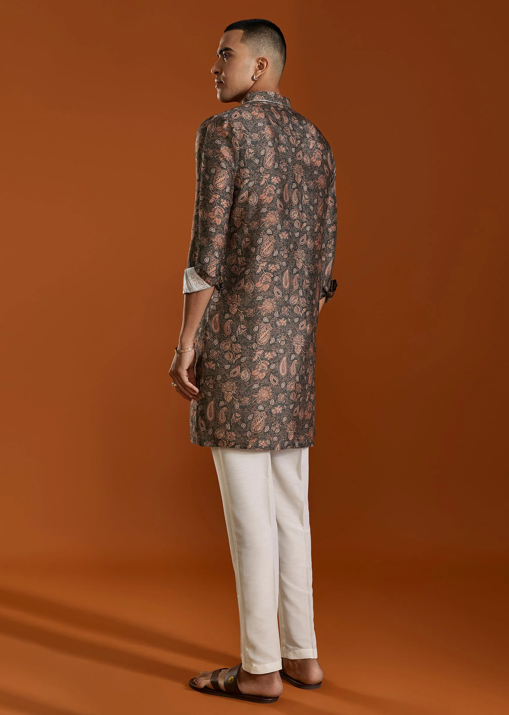 Black Printed Viscose Kurta - Image 5