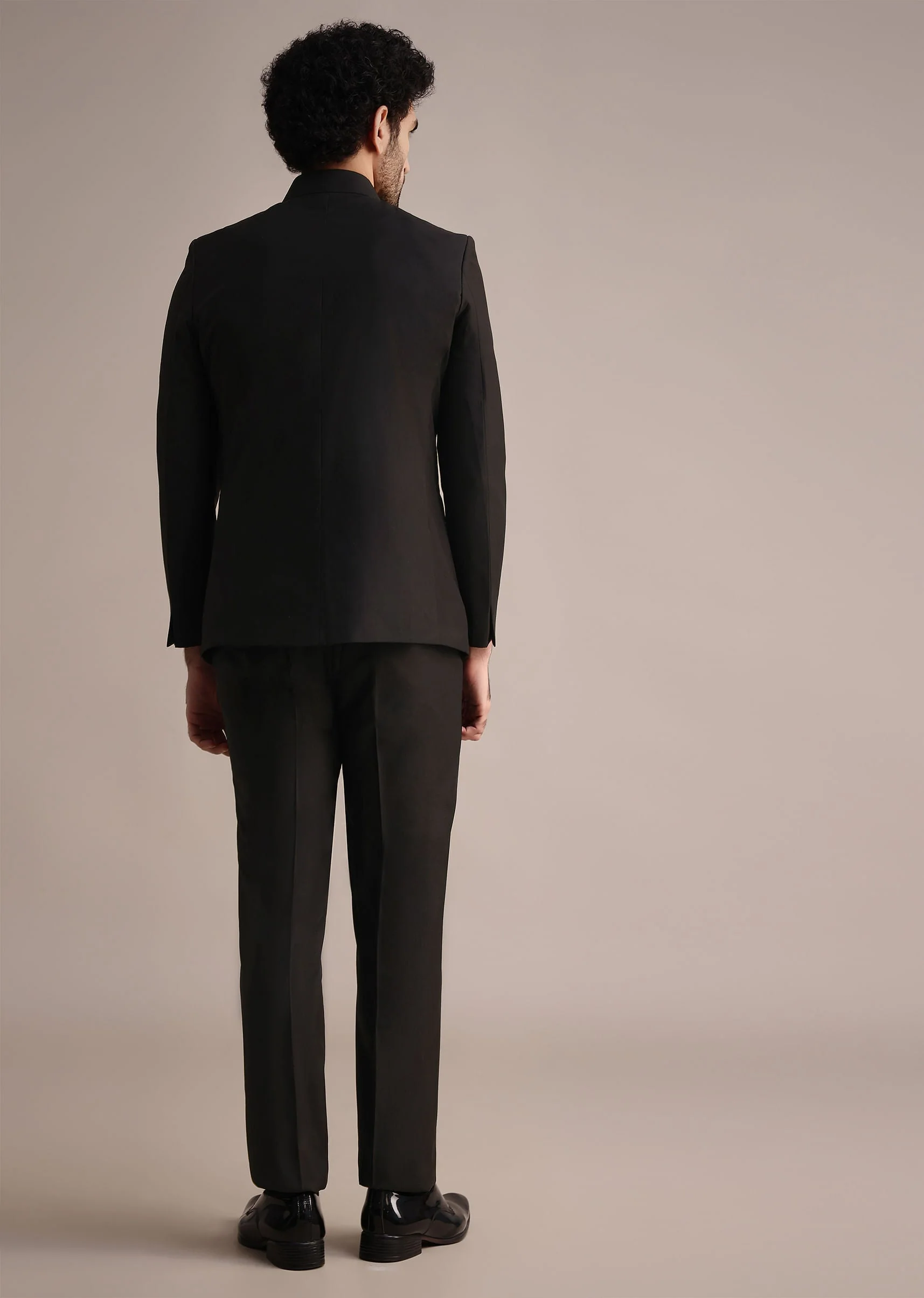 Black Rayon Angrakha Jodhpuri Suit - Image 5