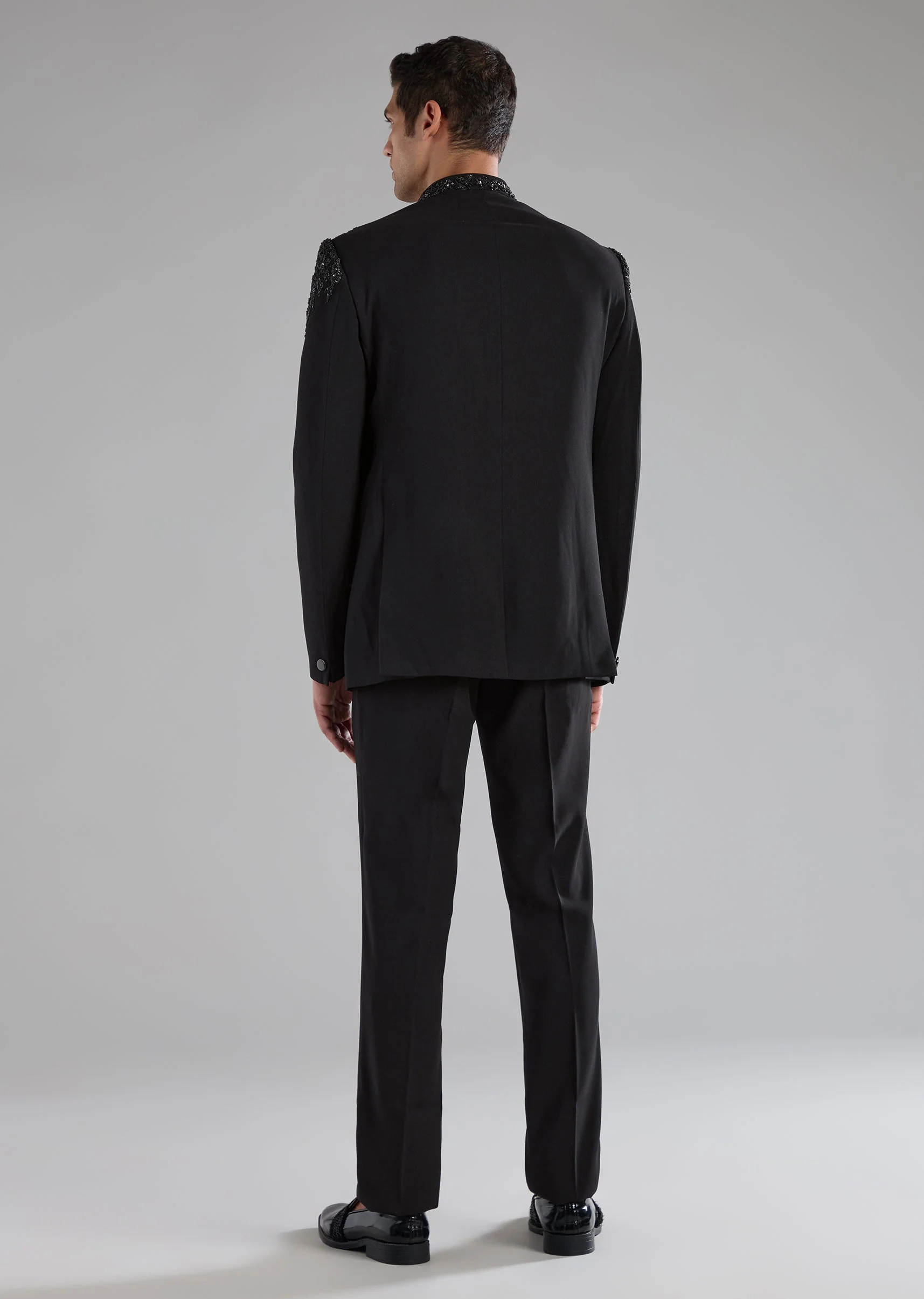 Black Rayon Jodhpuri Pant Set with Zardozi Work - Image 5