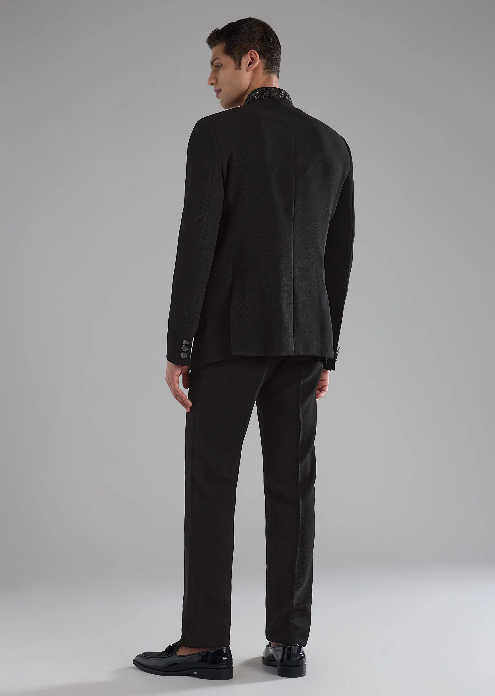 Black Rayon Jodhpuri Set with Bead Embroidery - Image 5