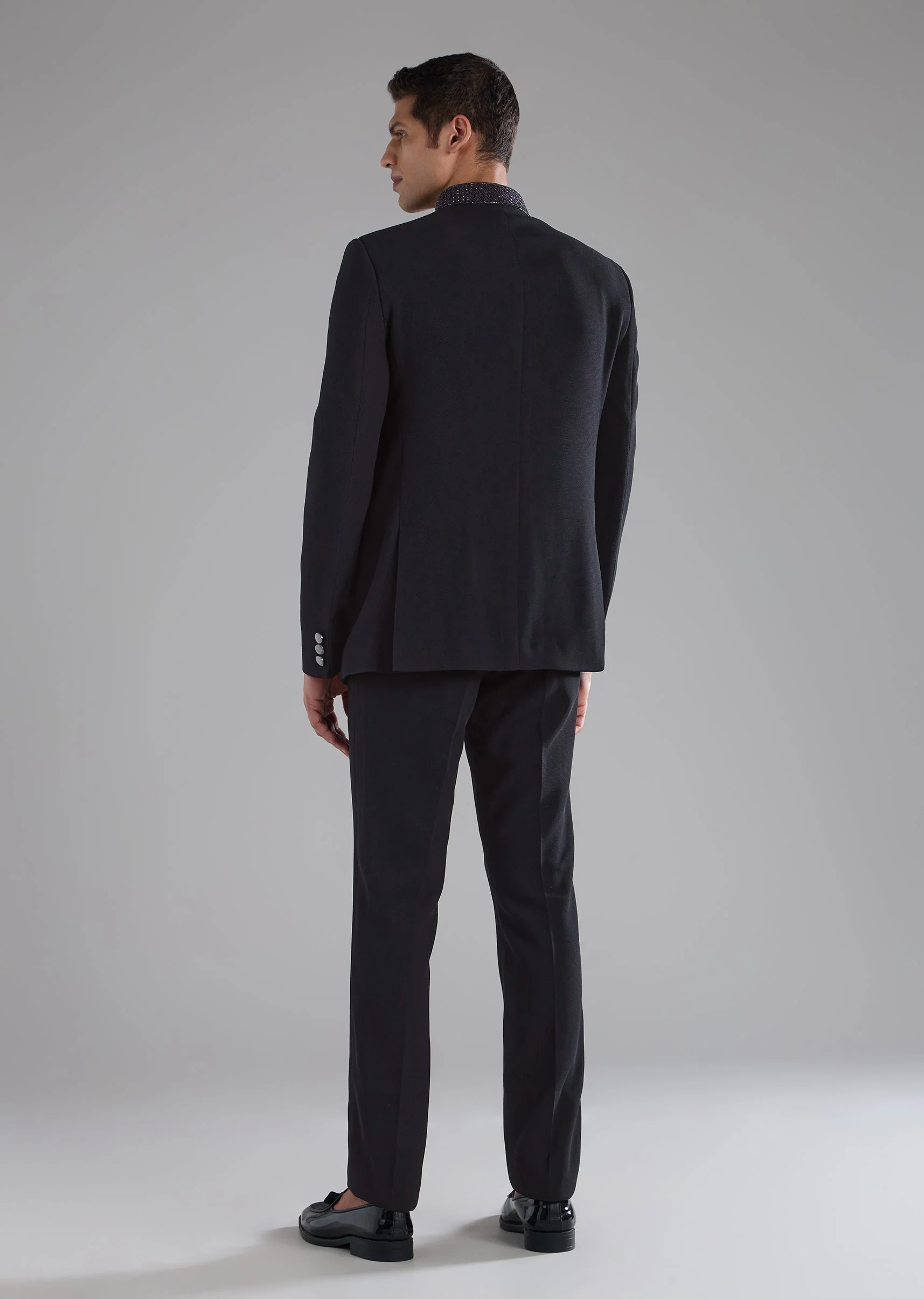 Black Rayon Jodhpuri Set with Stone Work - Image 5