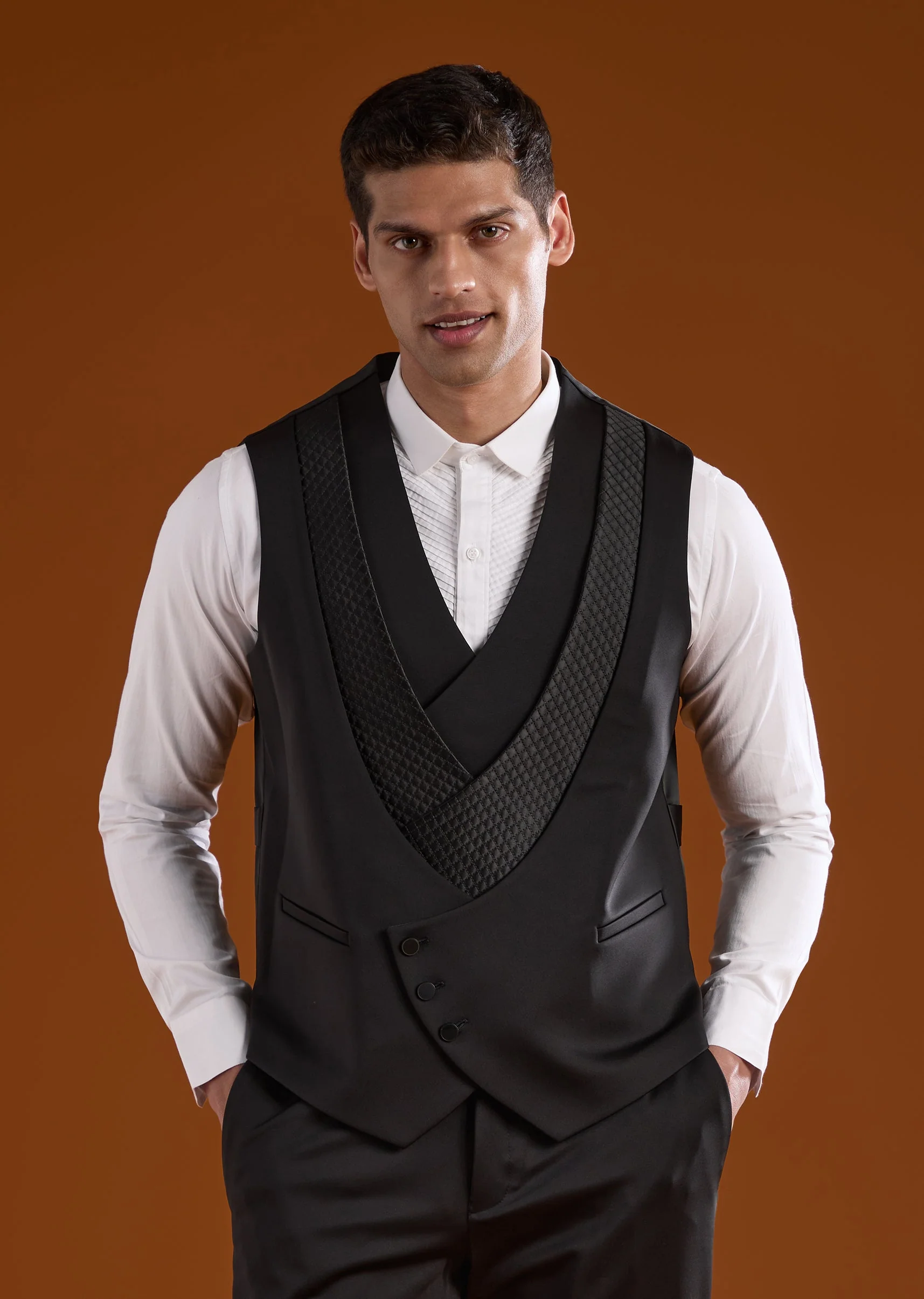 Black Rayon Mens Tuxedo For Reception And Cocktail Wear - Image 6