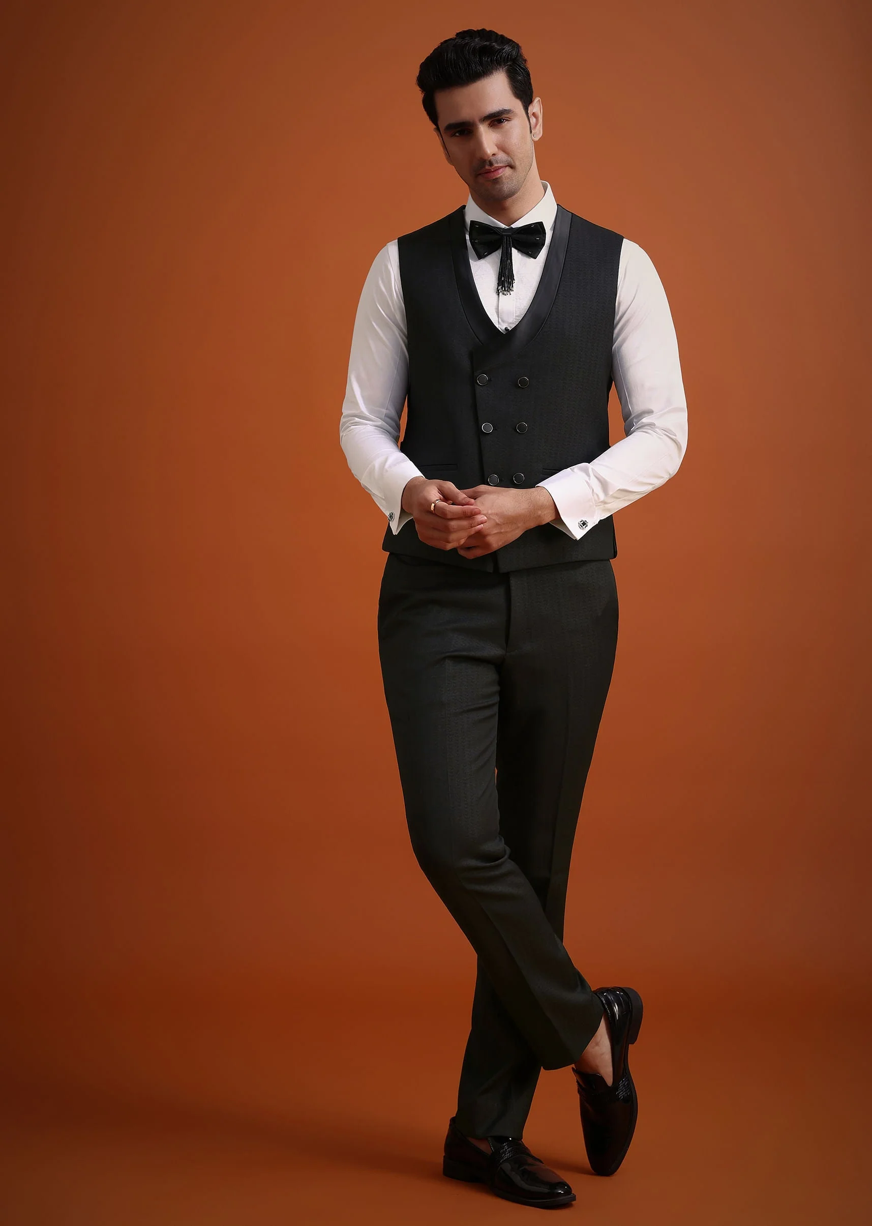 Black Salli Embellished Tuxedo Set - Image 6