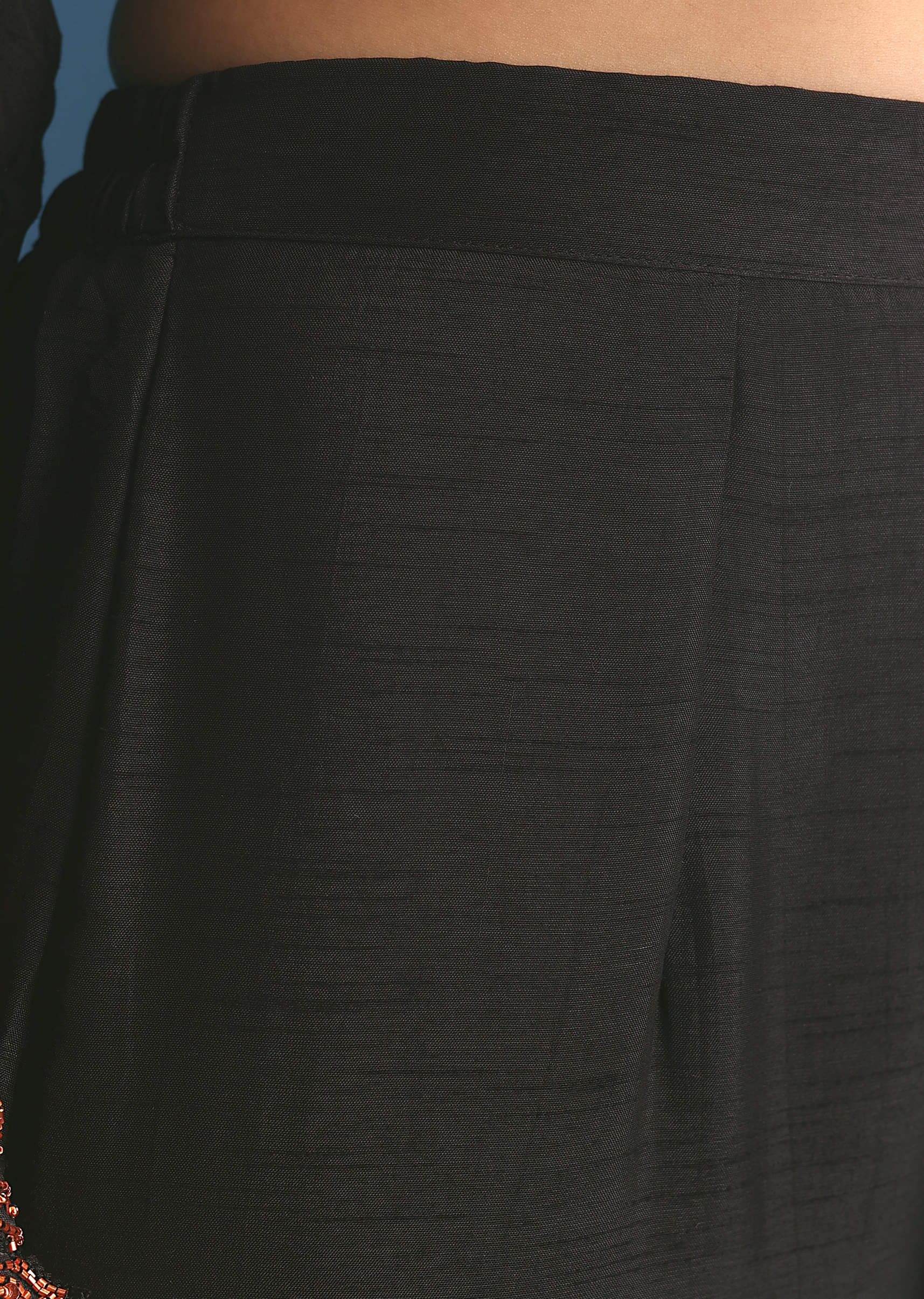 Black Silk Kurta Palazzo Set With Cut Dana Work - Image 6