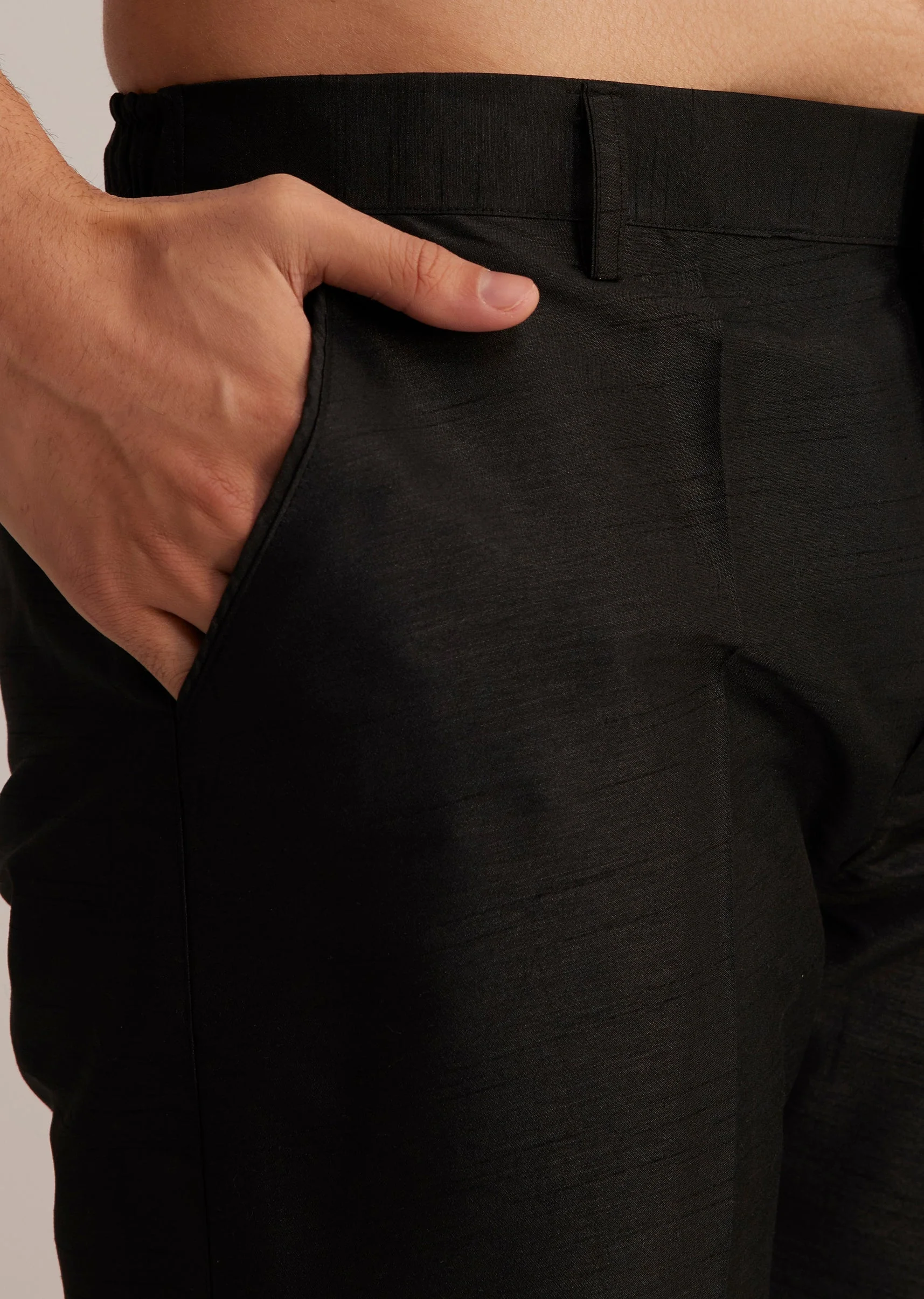 Black Silk Kurta Set With Embroidered Nehru Jacket - Image 7