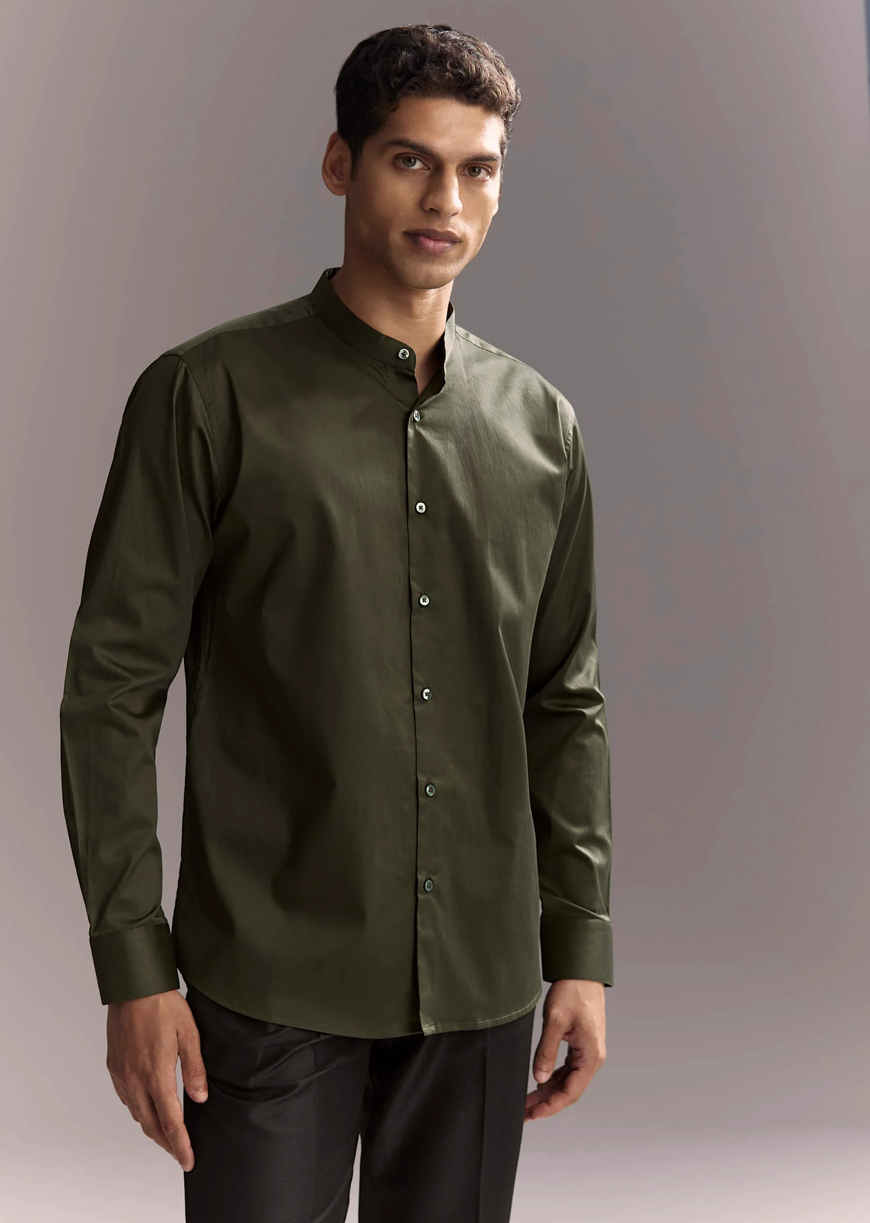 Black Silk Shirt Jacket Set For Men With Heavy Hand Work - Image 6