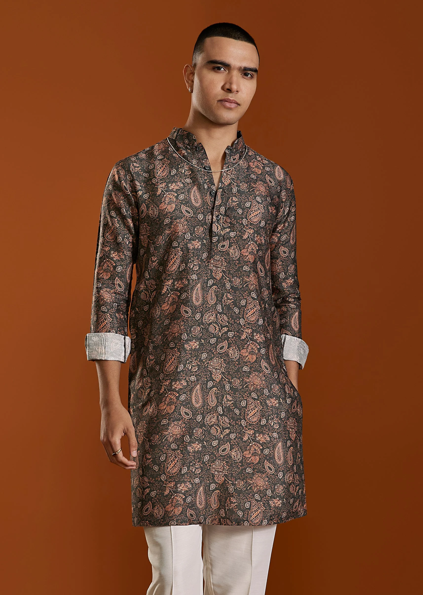 Black Statement Pair – Printed Lehenga For Her And Kurta For Him - Image 10
