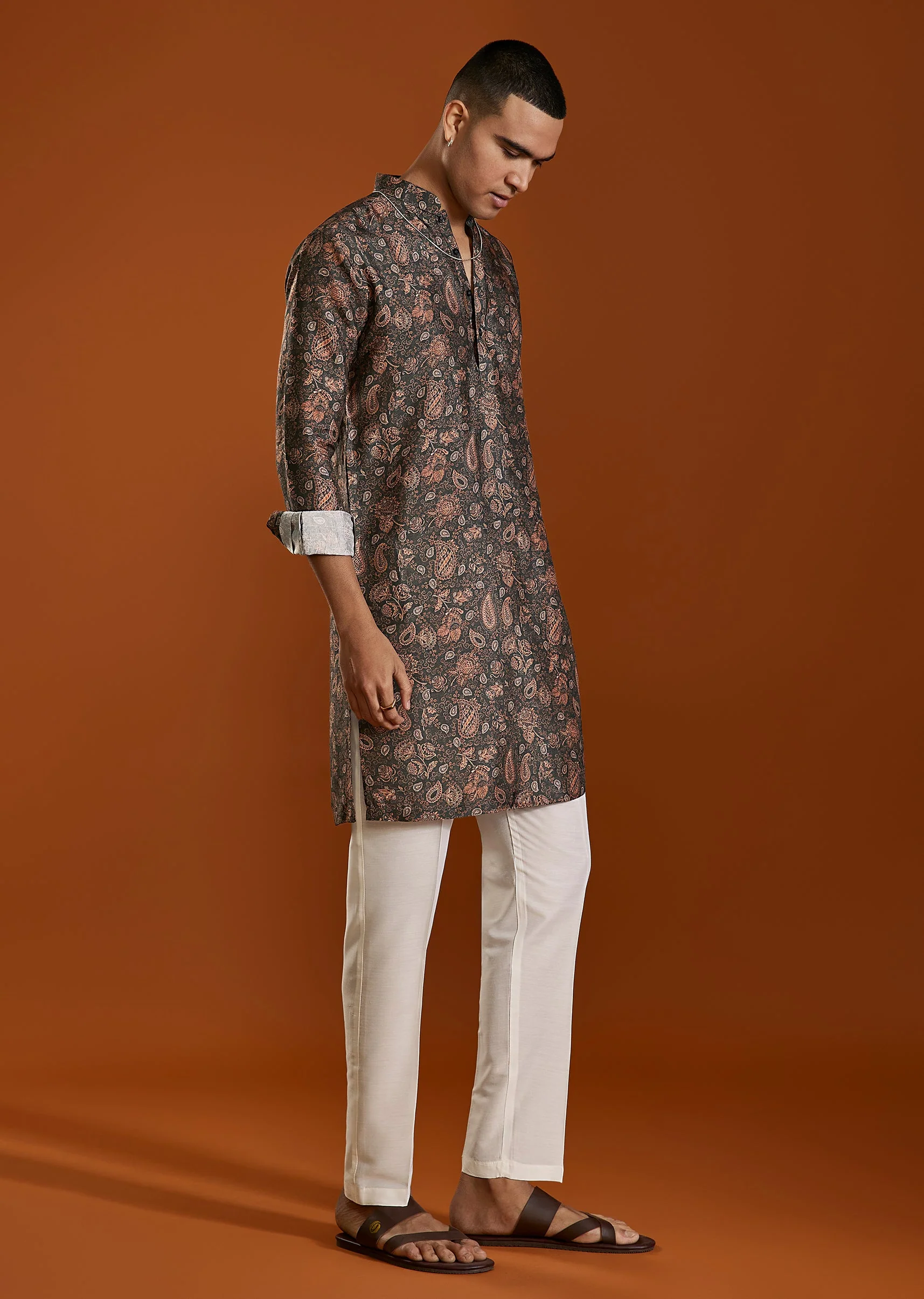 Black Statement Pair – Printed Lehenga For Her And Kurta For Him - Image 9