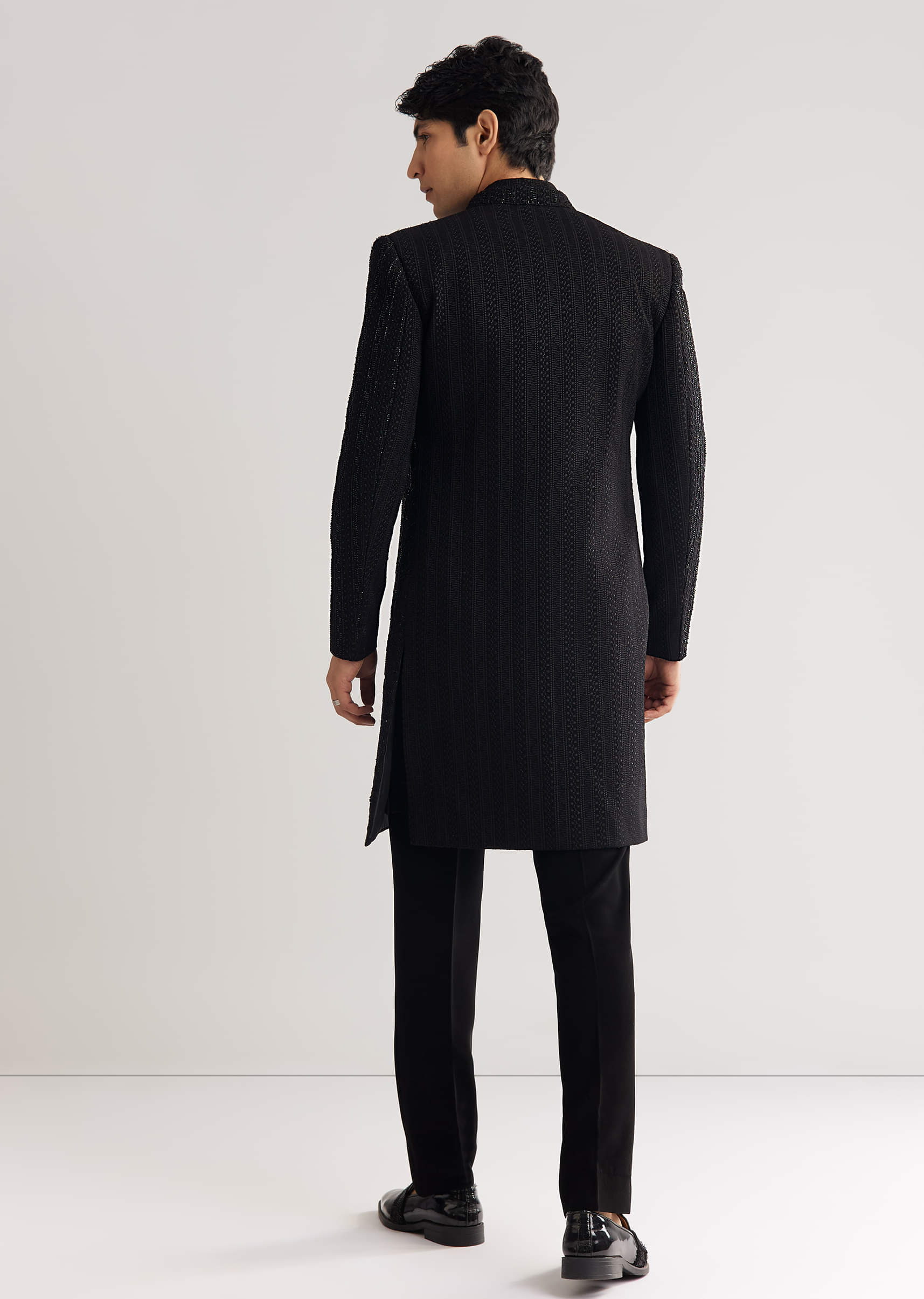 Black Suiting Indo Western With Thread And Beadwork - Image 5