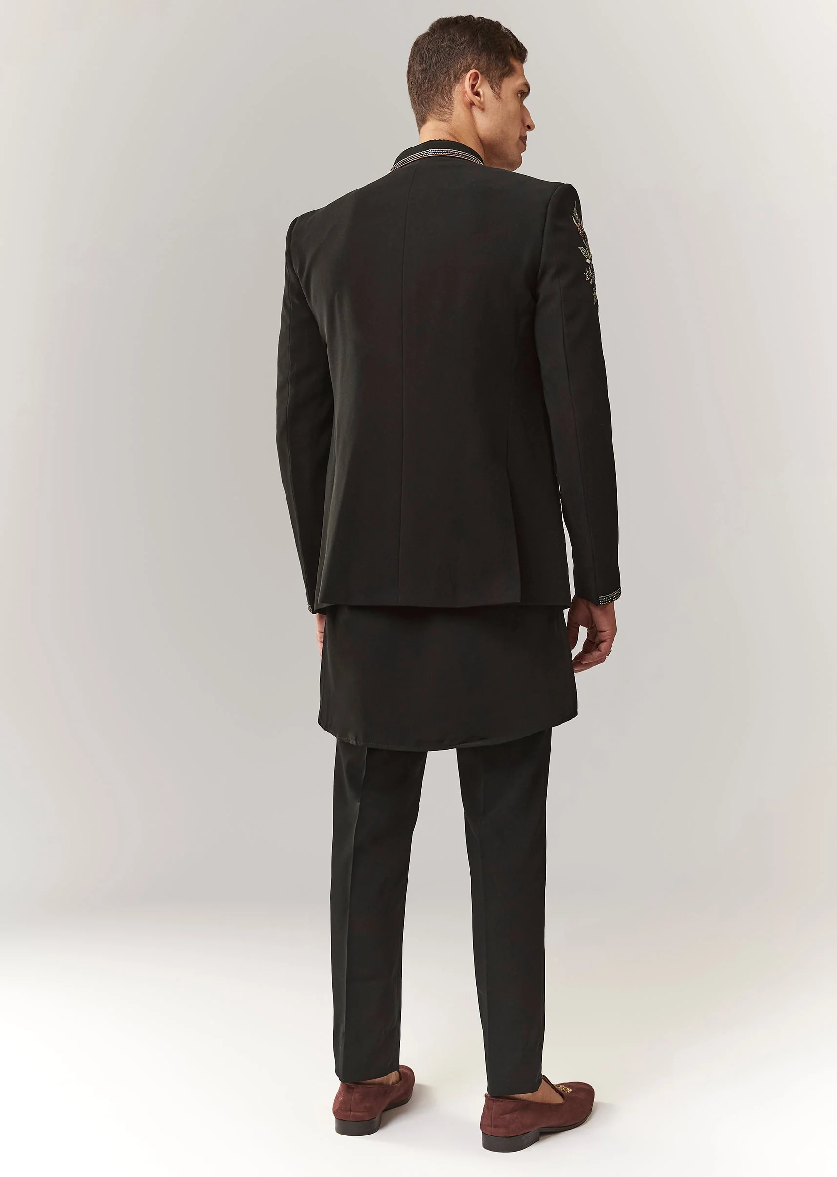 Black Suiting Jodhpuri With Resham Cutdana And Stone Work - Image 5