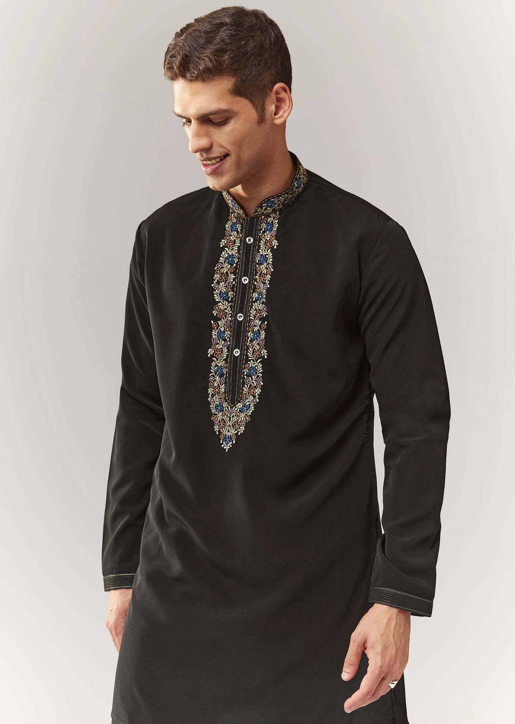 Black Suiting Jodhpuri With Resham Cutdana And Stone Work - Image 6
