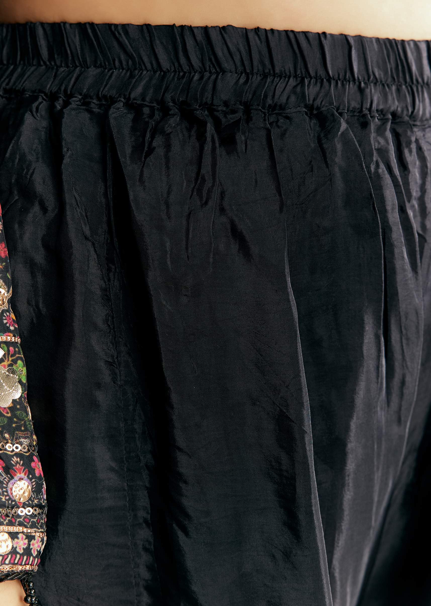 Black Tabby Silk Zari Embroidered Kurta Palazzo With Printed Dupatta - Image 6