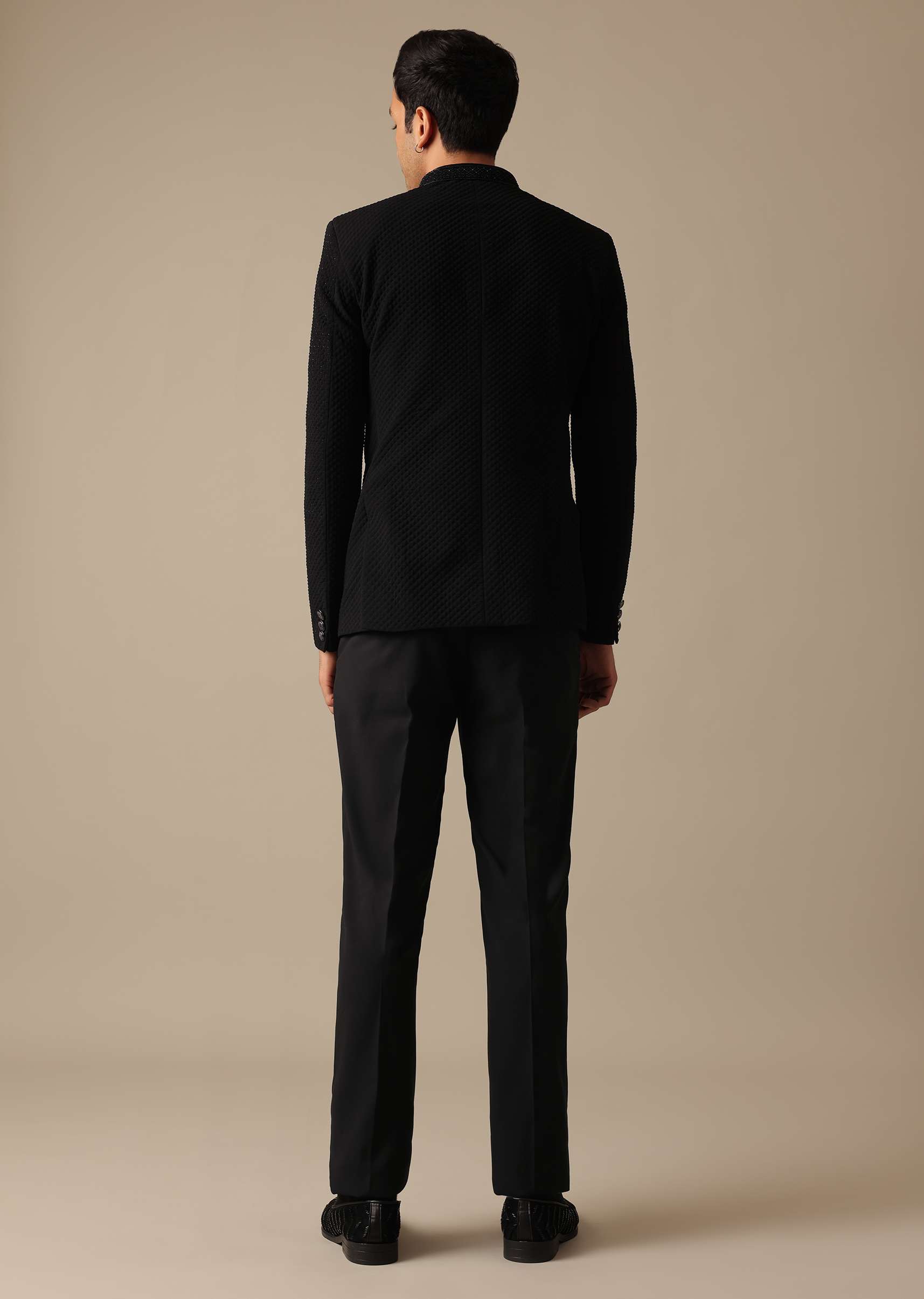Black Jodhpuri Textured Bandhgala And Pant Set - Image 10
