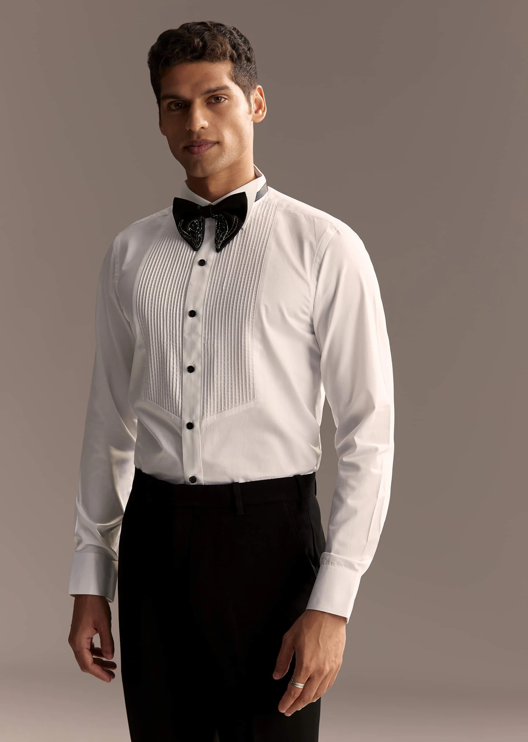 Black Tuxedo For Men With Cut Dana And Beads Embroidery - Image 6