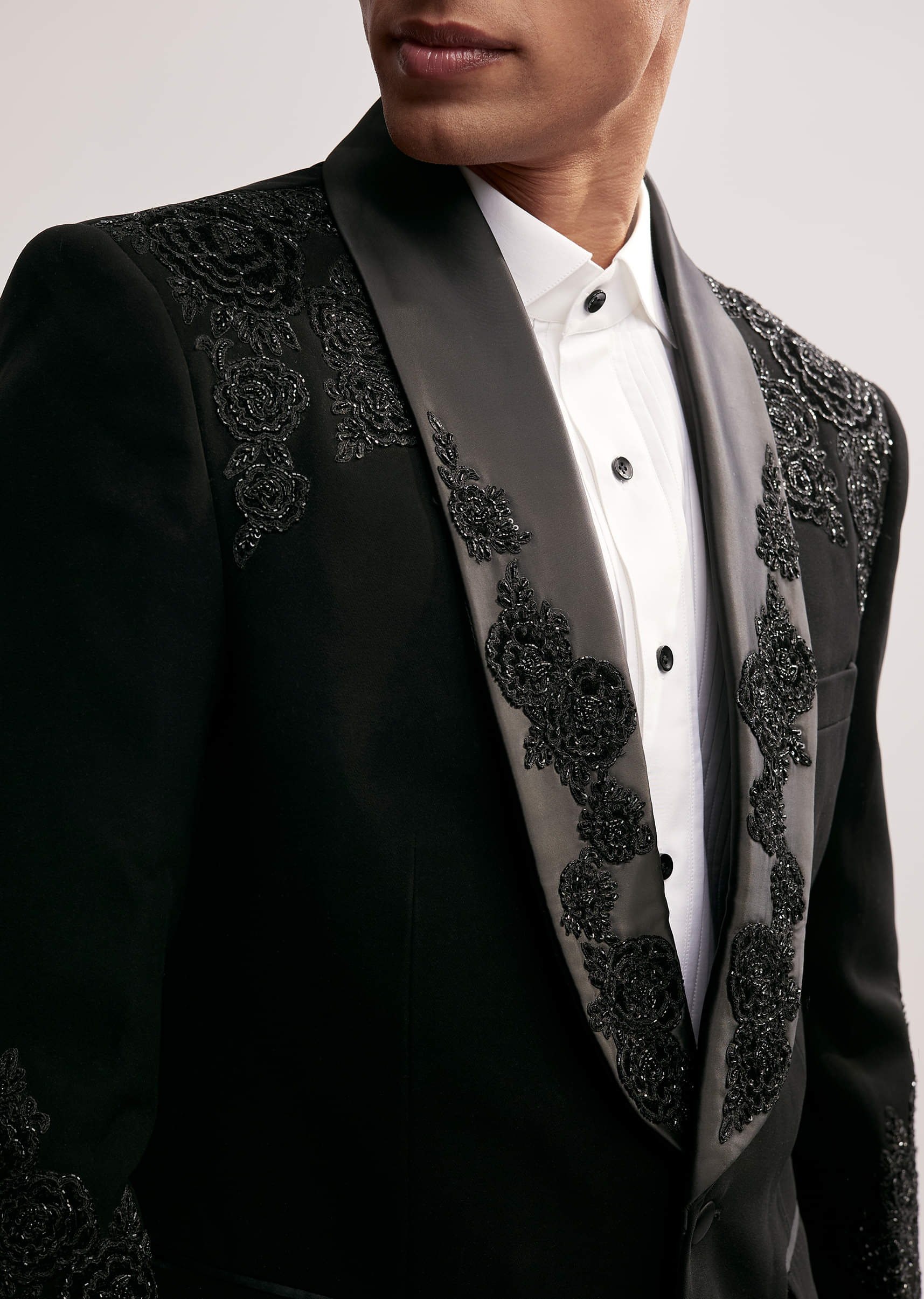 Black Tuxedo For Men With Cut Work Shawl Collar - Image 8