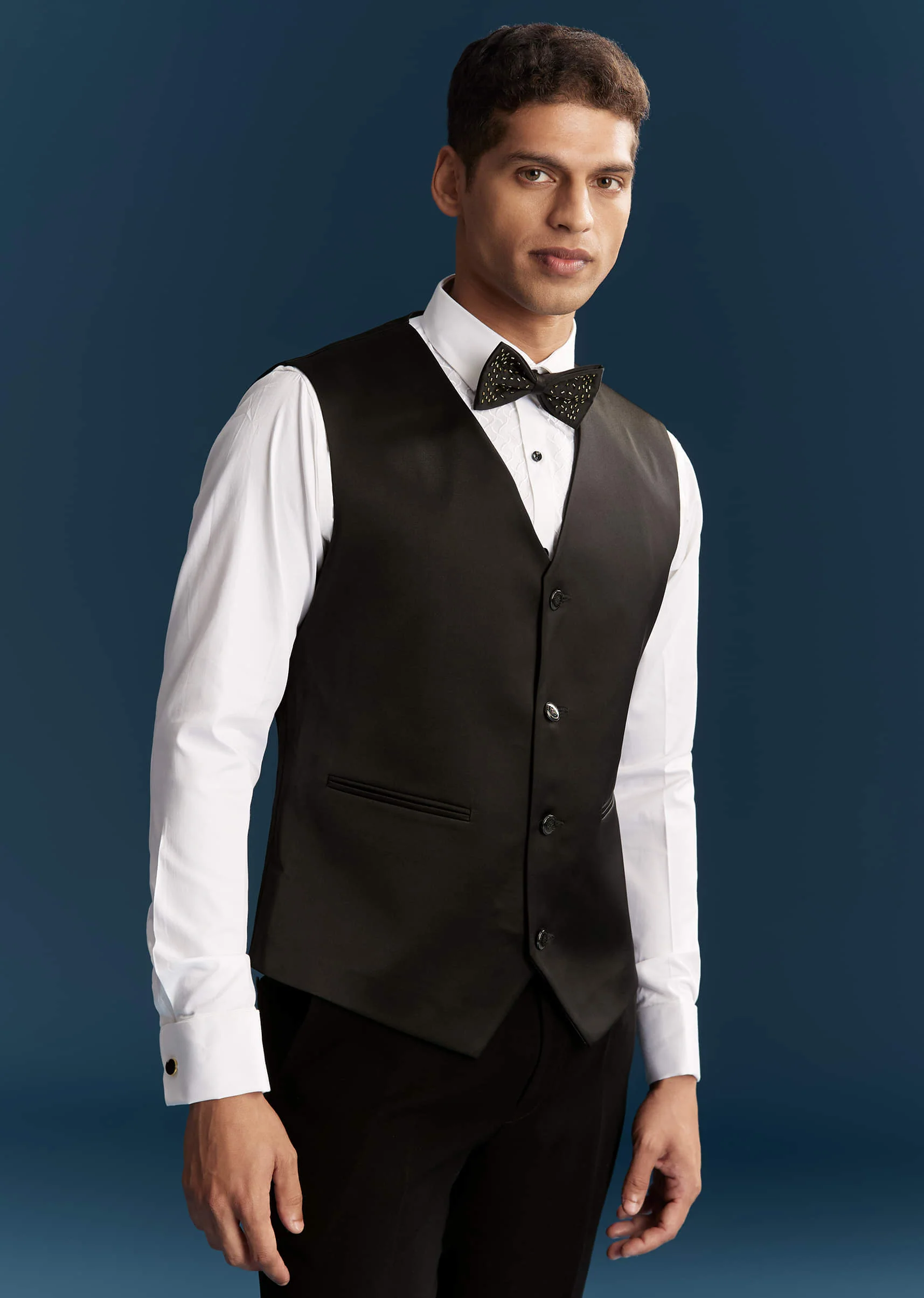 Black Tuxedo For Men With Cutdana Embroidery - Image 6