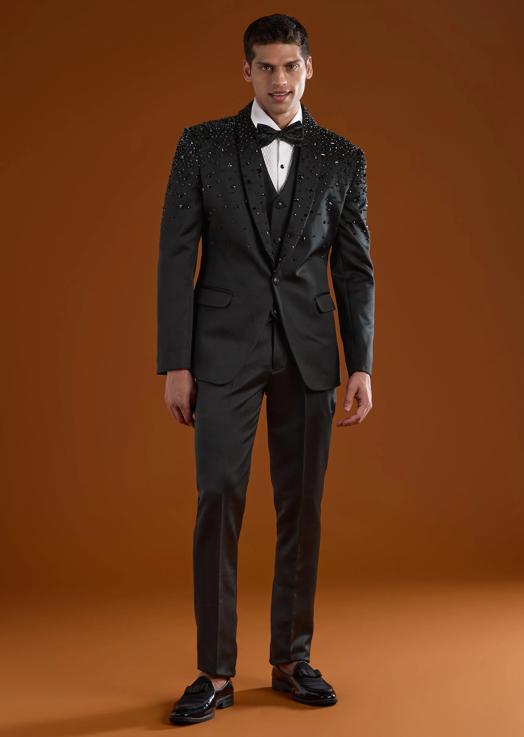 Black Tuxedo With Zardosi Detailing - Image 4