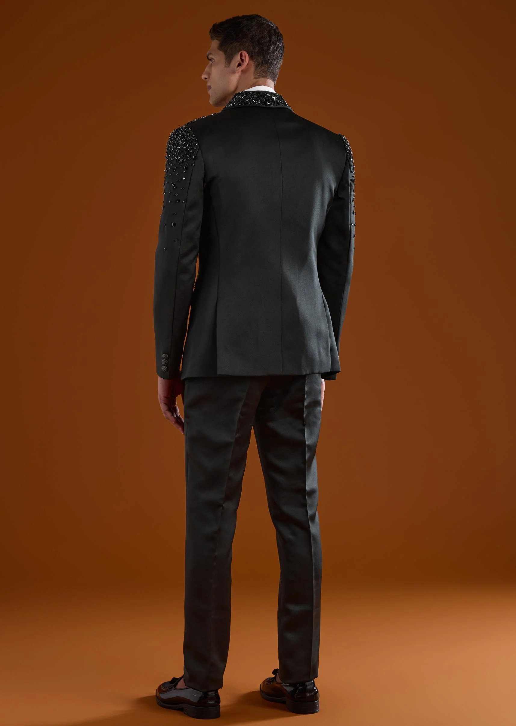 Black Tuxedo With Zardosi Detailing - Image 5