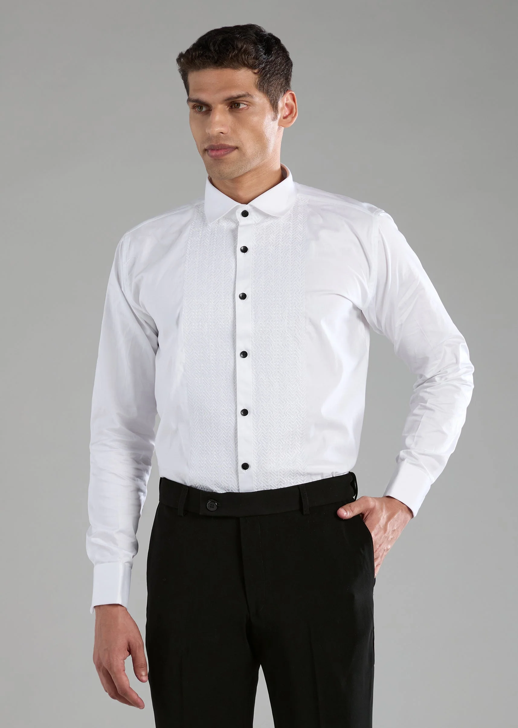 Black Velvet Embellished Tuxedo, Shirt Set with Bow Tie - Image 7
