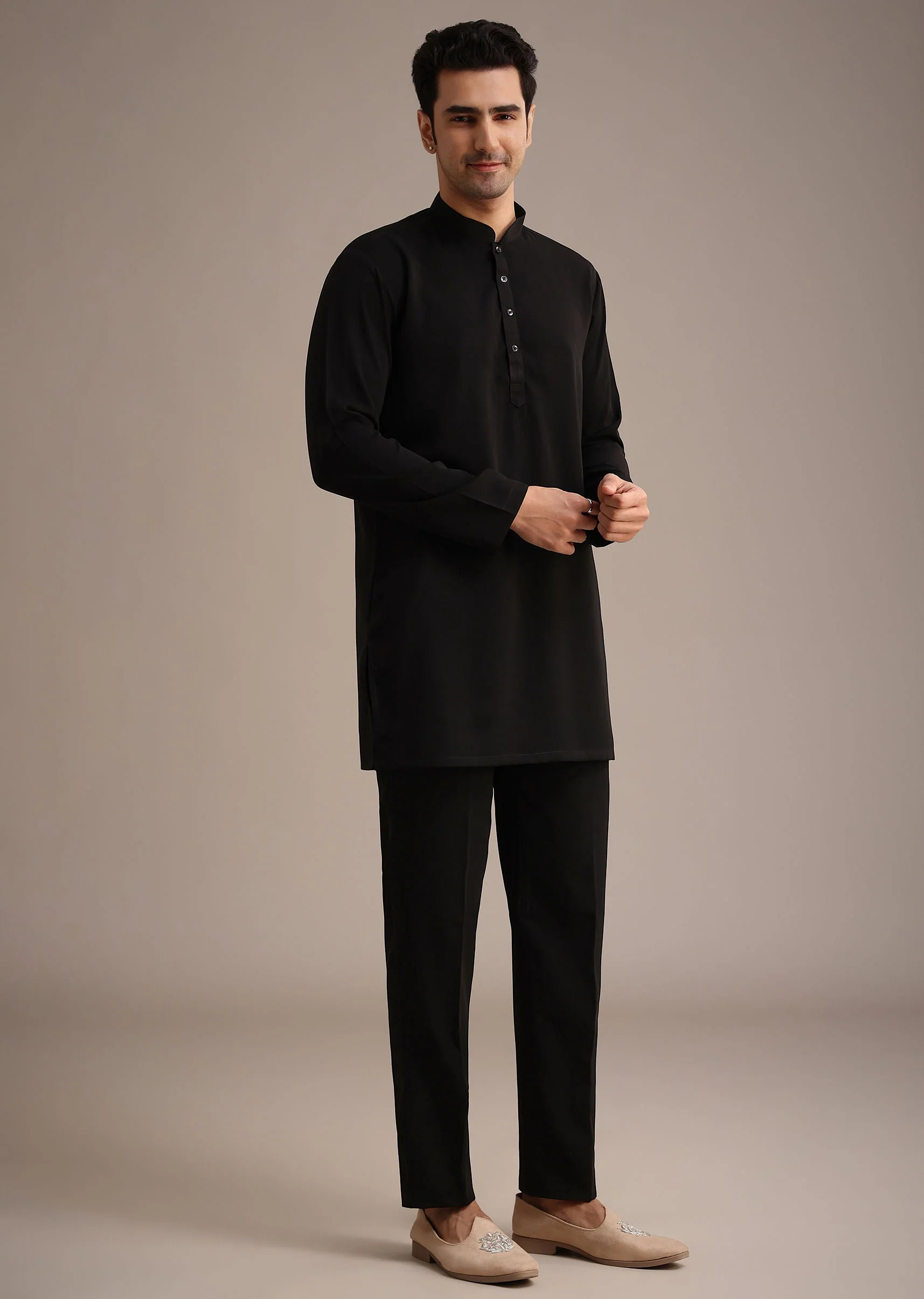 Black Velvet Hand Embroidered Jodhpuri Set - Image 6