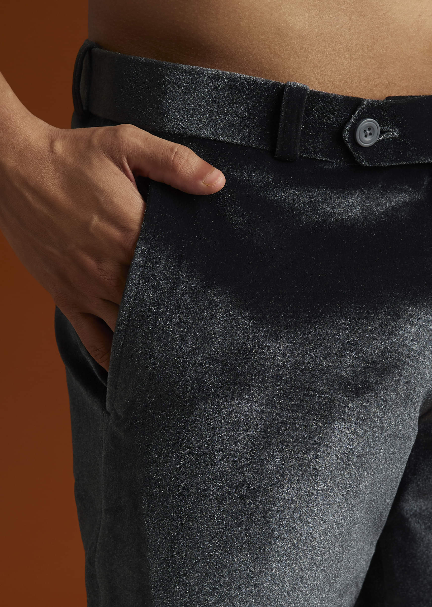 Black Velvet Indo Western Set For Men With Stone Work - Image 6
