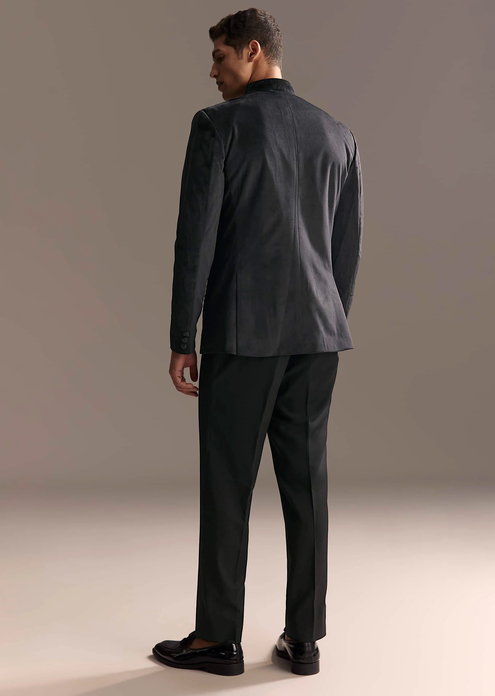 Black Velvet Jodhpuri Suit For Men With Beads And Sequins Work - Image 3
