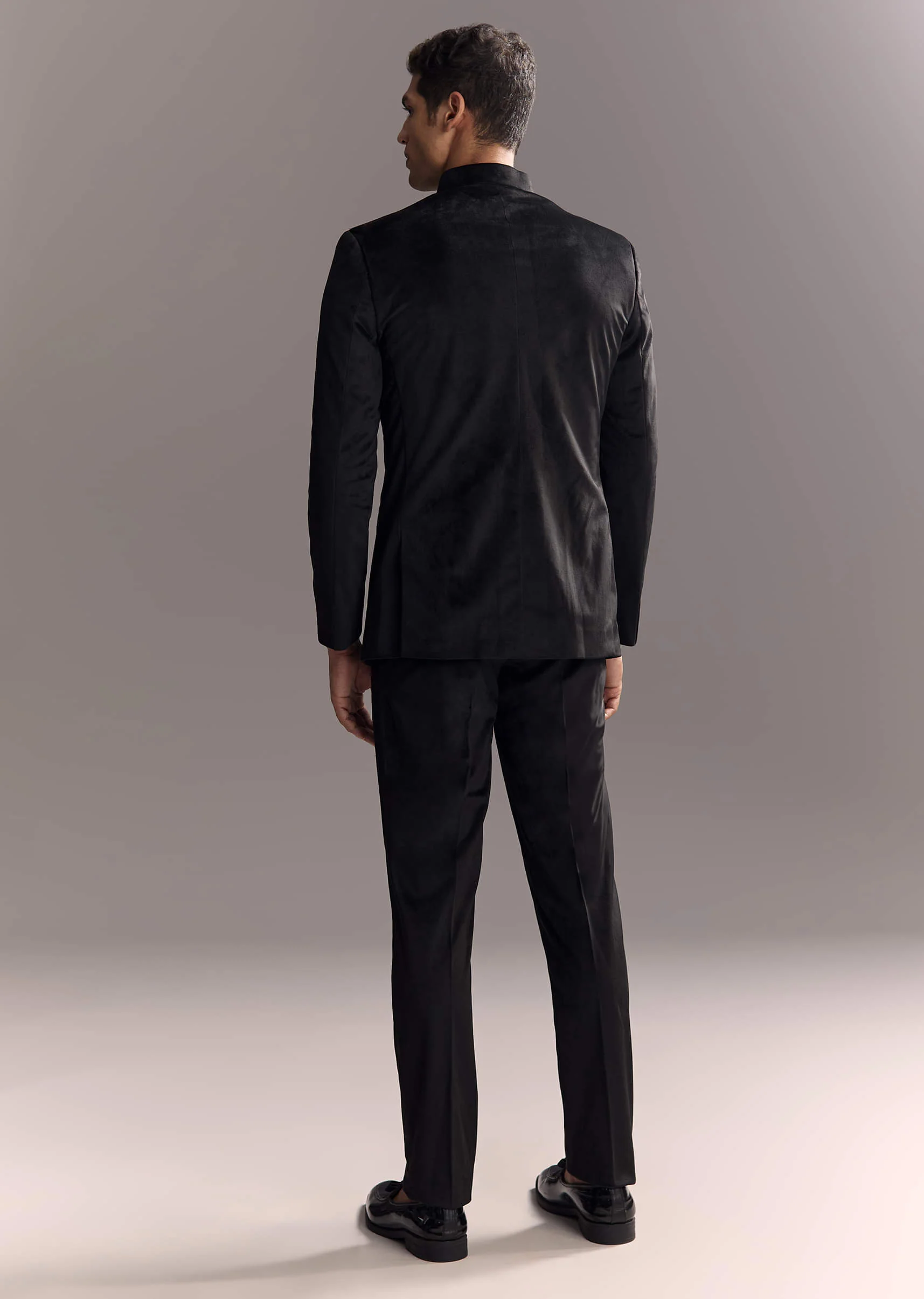 Black Velvet Jodhpuri Suit For Men With Cutdana Embroidery - Image 5