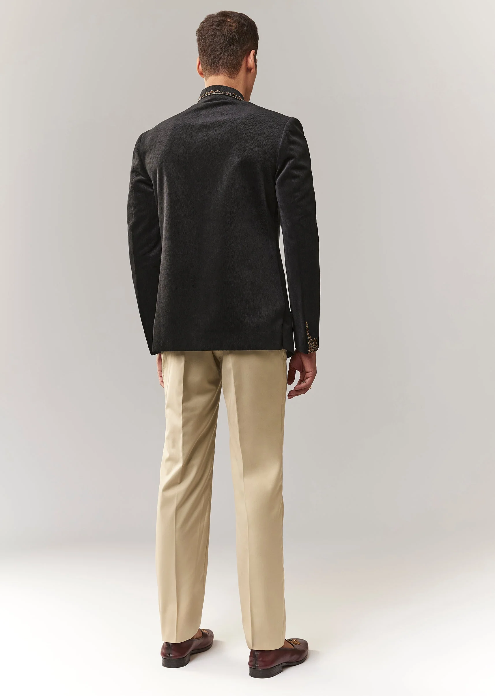 Black Velvet Jodhpuri With Metal And Resham Detailing - Image 5