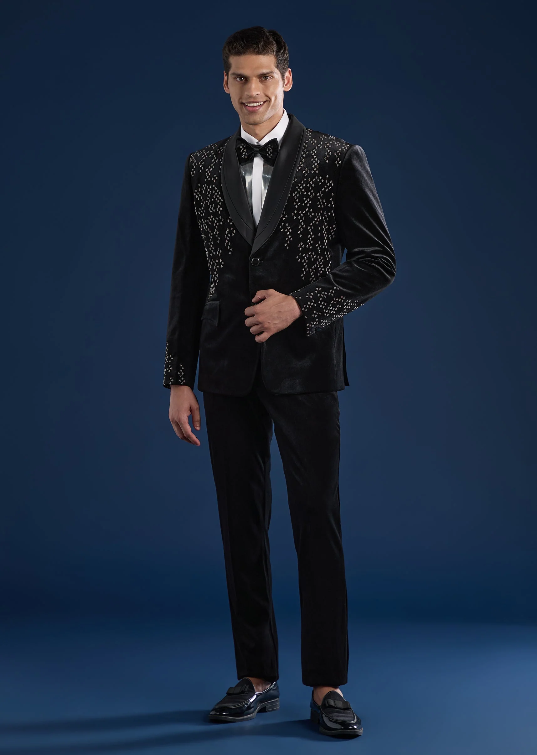 Black Velvet Tuxedo Set