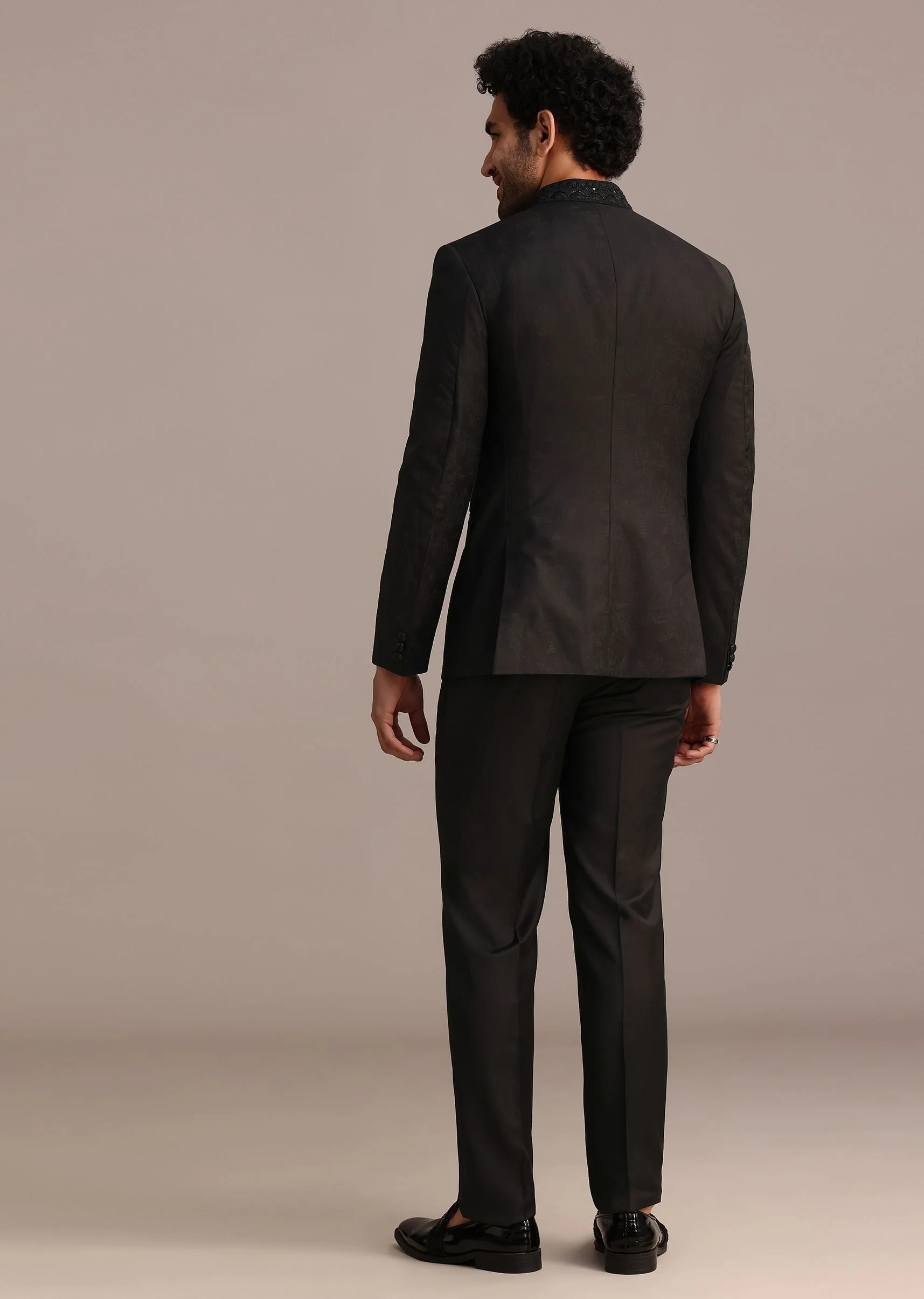 Black Zari Sequin Work Jodhpuri Set - Image 5