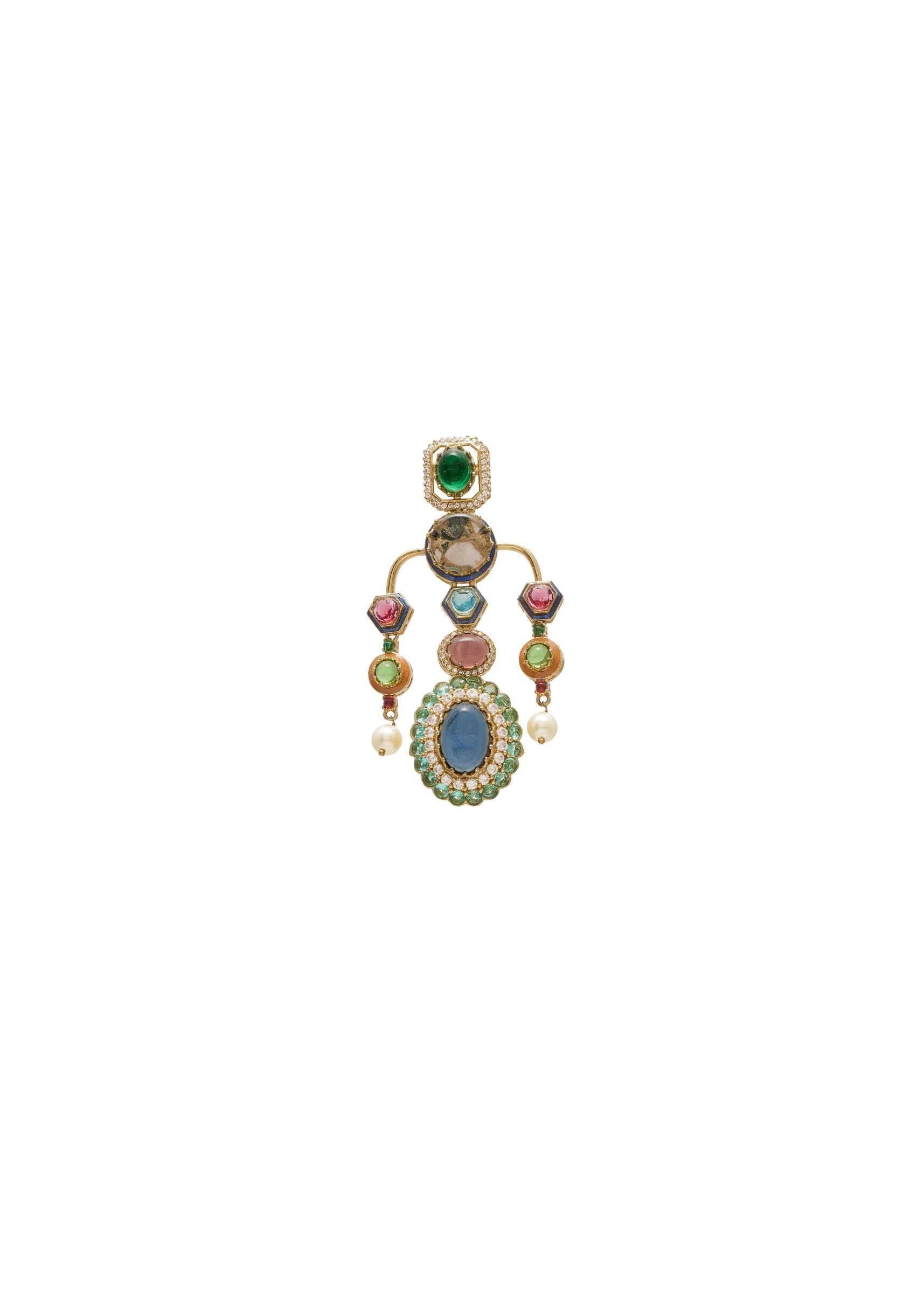 Blue And Pink Stone Statement Earrings - Image 3